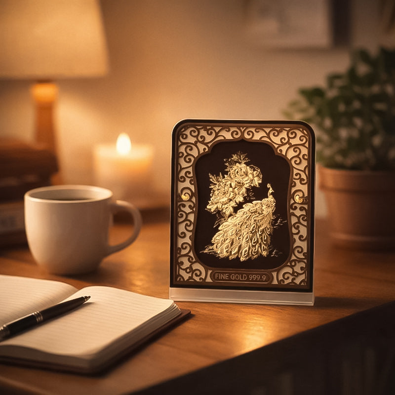 Majestic Golden Peacock Table Top Frame