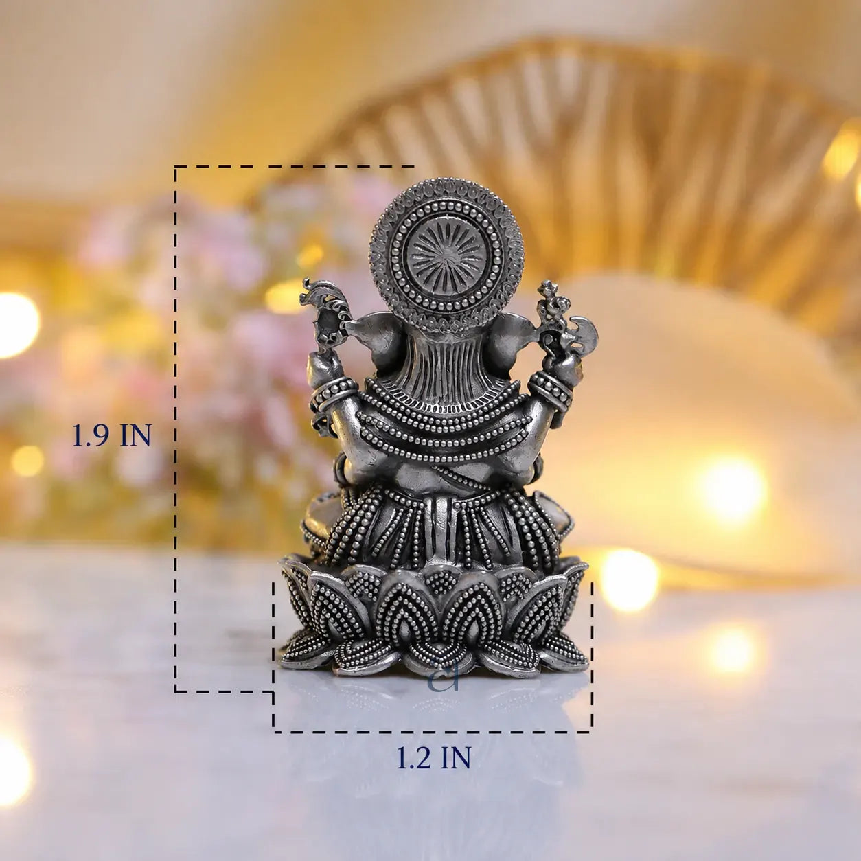 925 Sterling Silver Antique Finish Hollow Ganesh Ji Idol