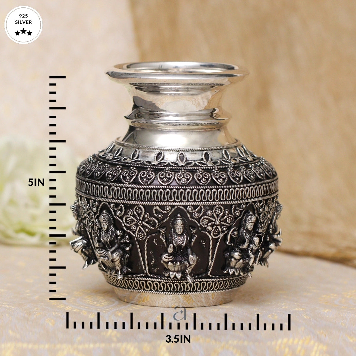 Antique Silver Kalash with Ashtalakshmi Motif