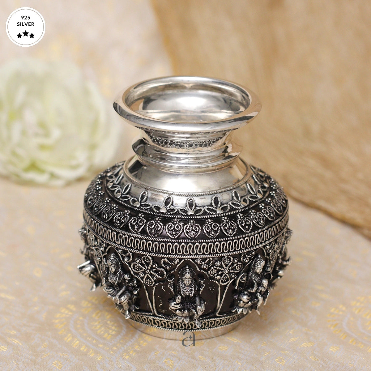 Antique Silver Kalash with Ashtalakshmi Motif