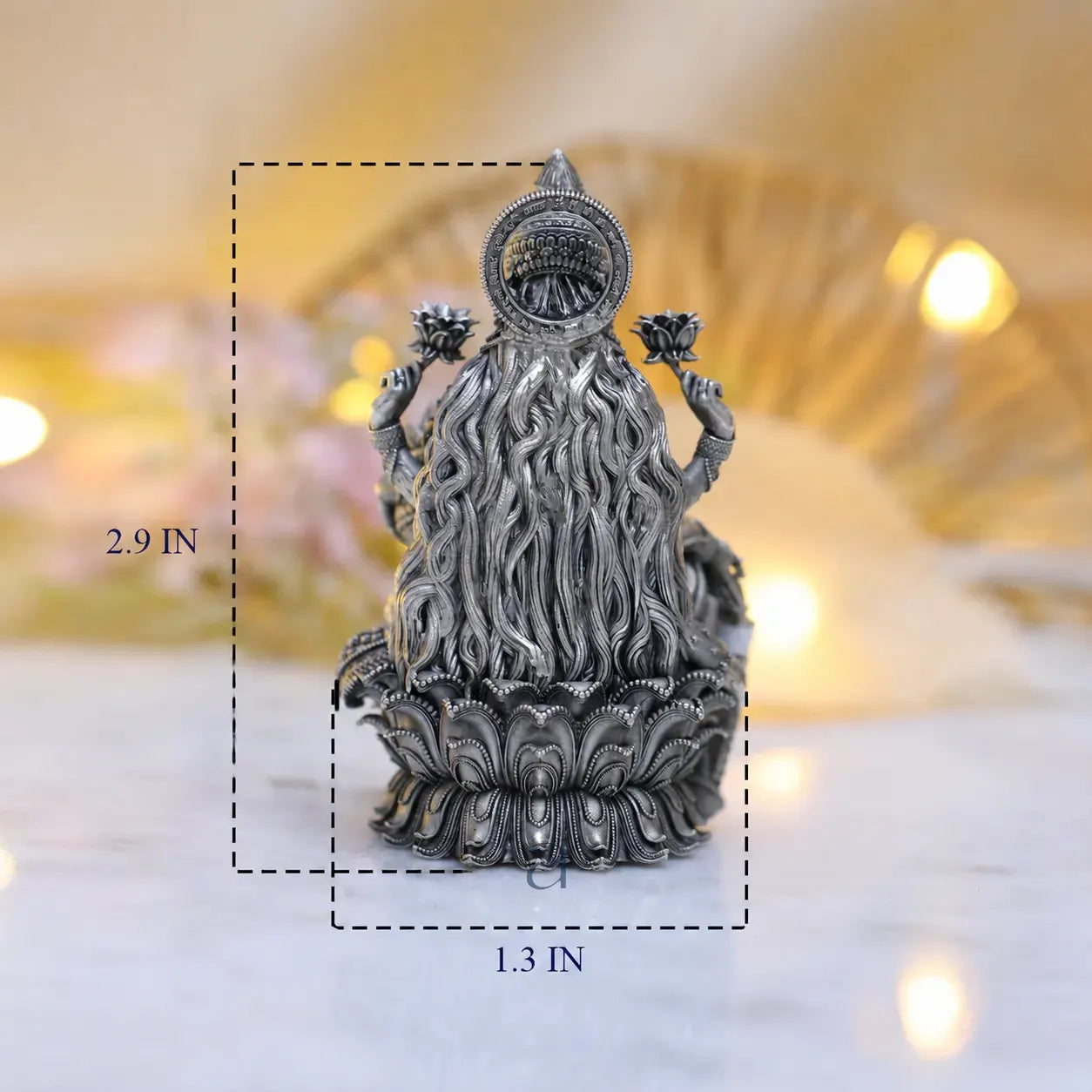 925 Sterling Silver Antique Finish Hollow Lakshmi Ji Idol