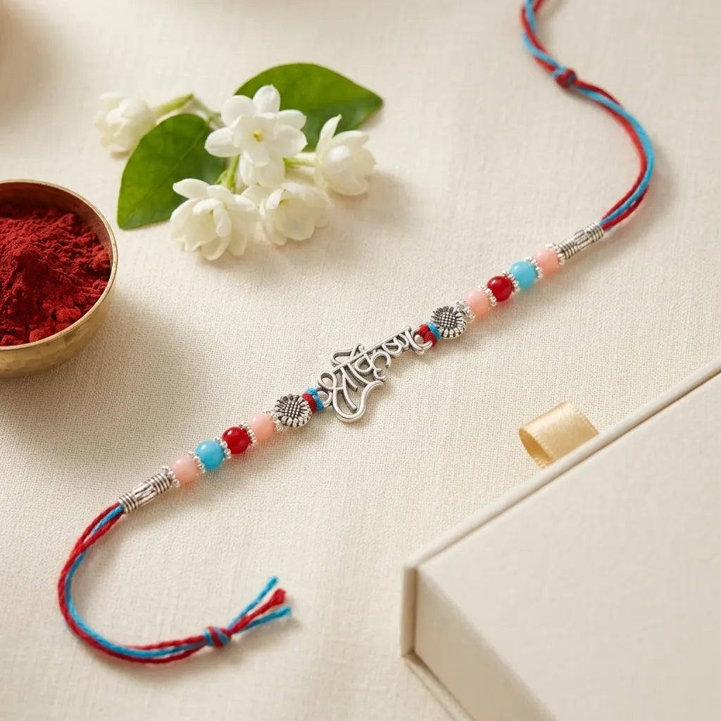 92.5 Silver Shree Krishna Rakhi for Brother