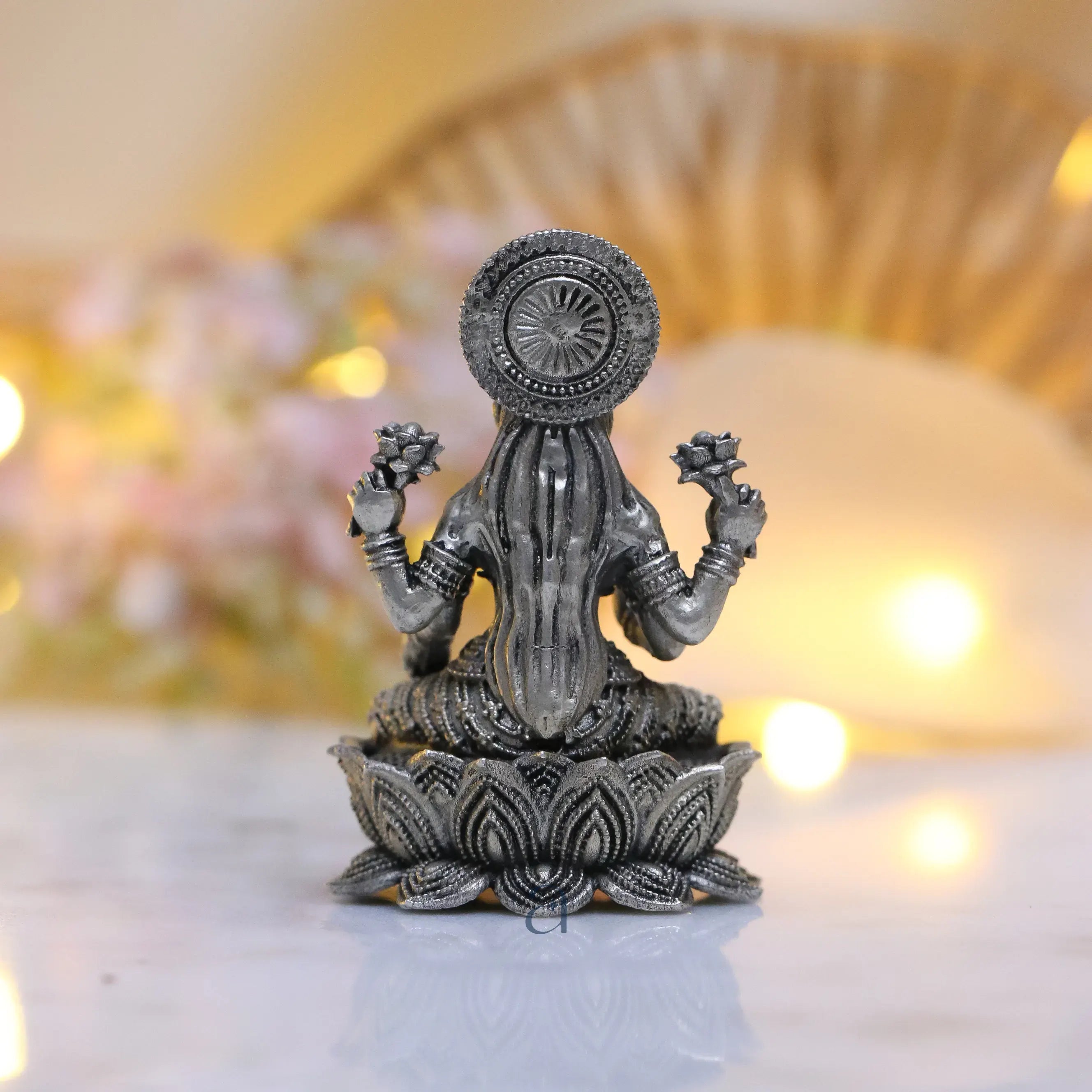 925 Silver Antique Finish Hollow Goddess Lakshmi Idol