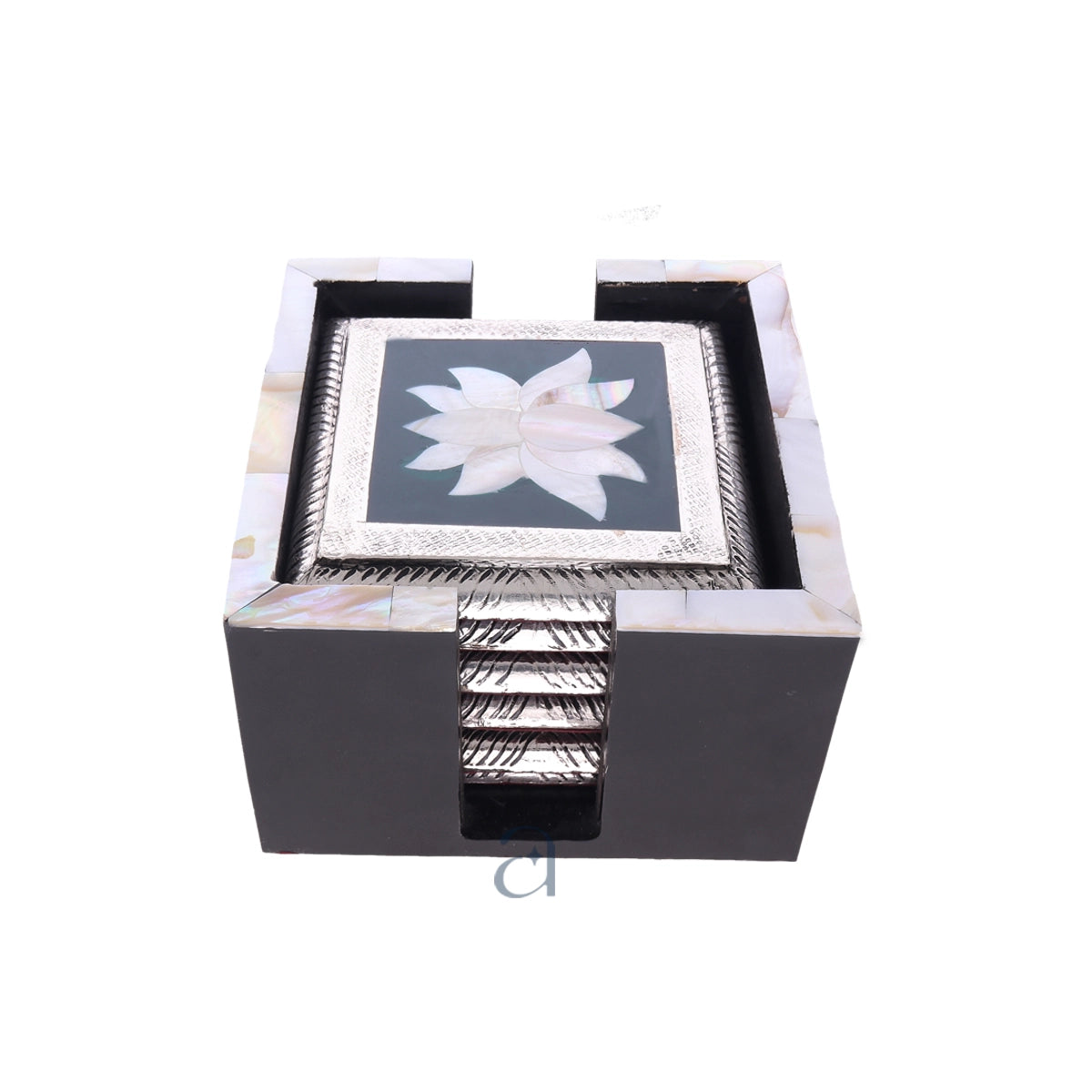 925 Antique Silver Wooden Coaster (6pcs)
