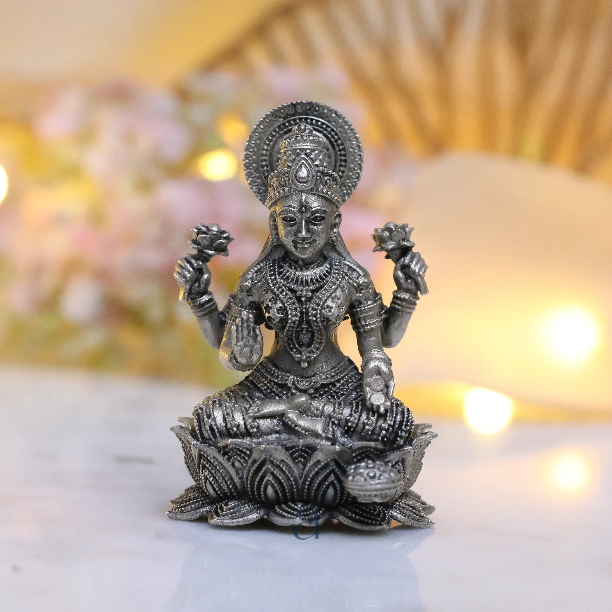 925 Silver Antique Finish Hollow Goddess Lakshmi Idol