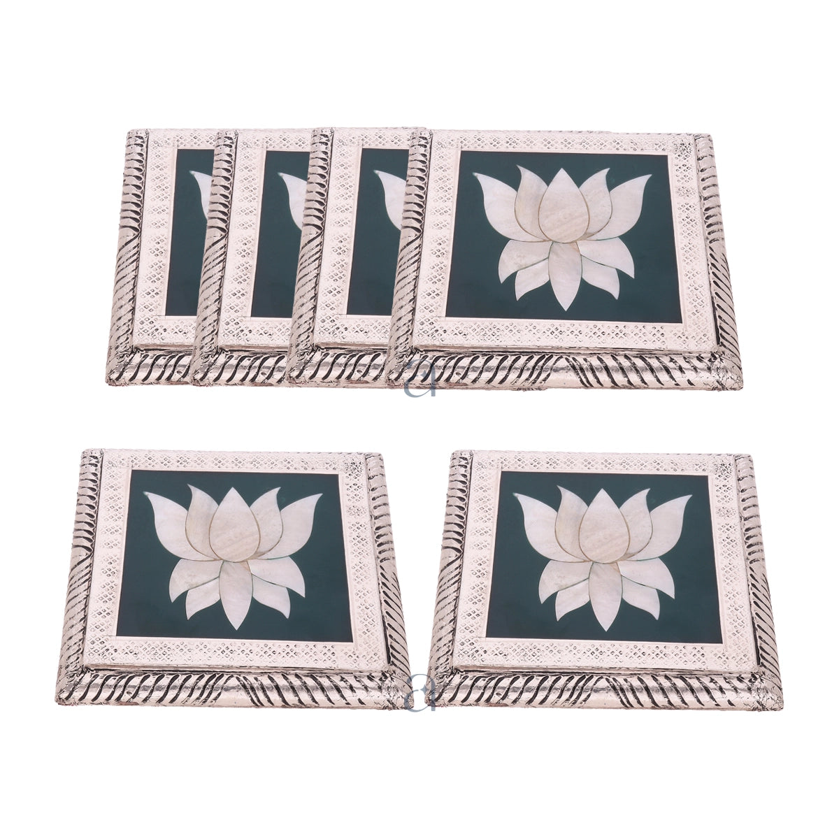 925 Antique Silver Wooden Coaster (6pcs)