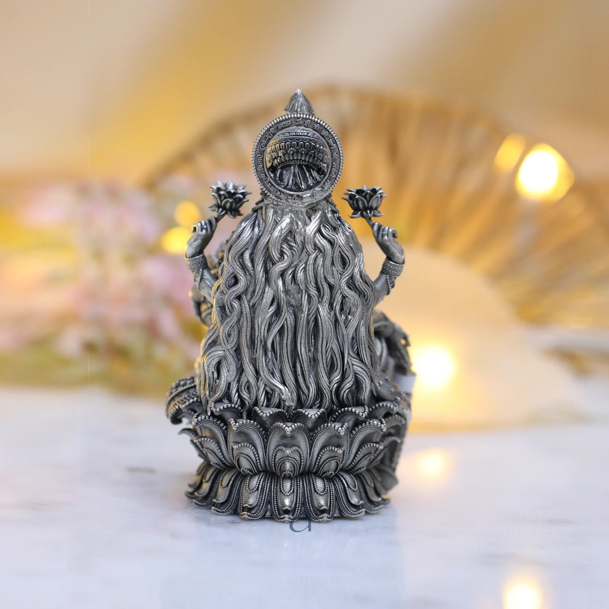 925 Sterling Silver Antique Finish Hollow Lakshmi Ji Idol