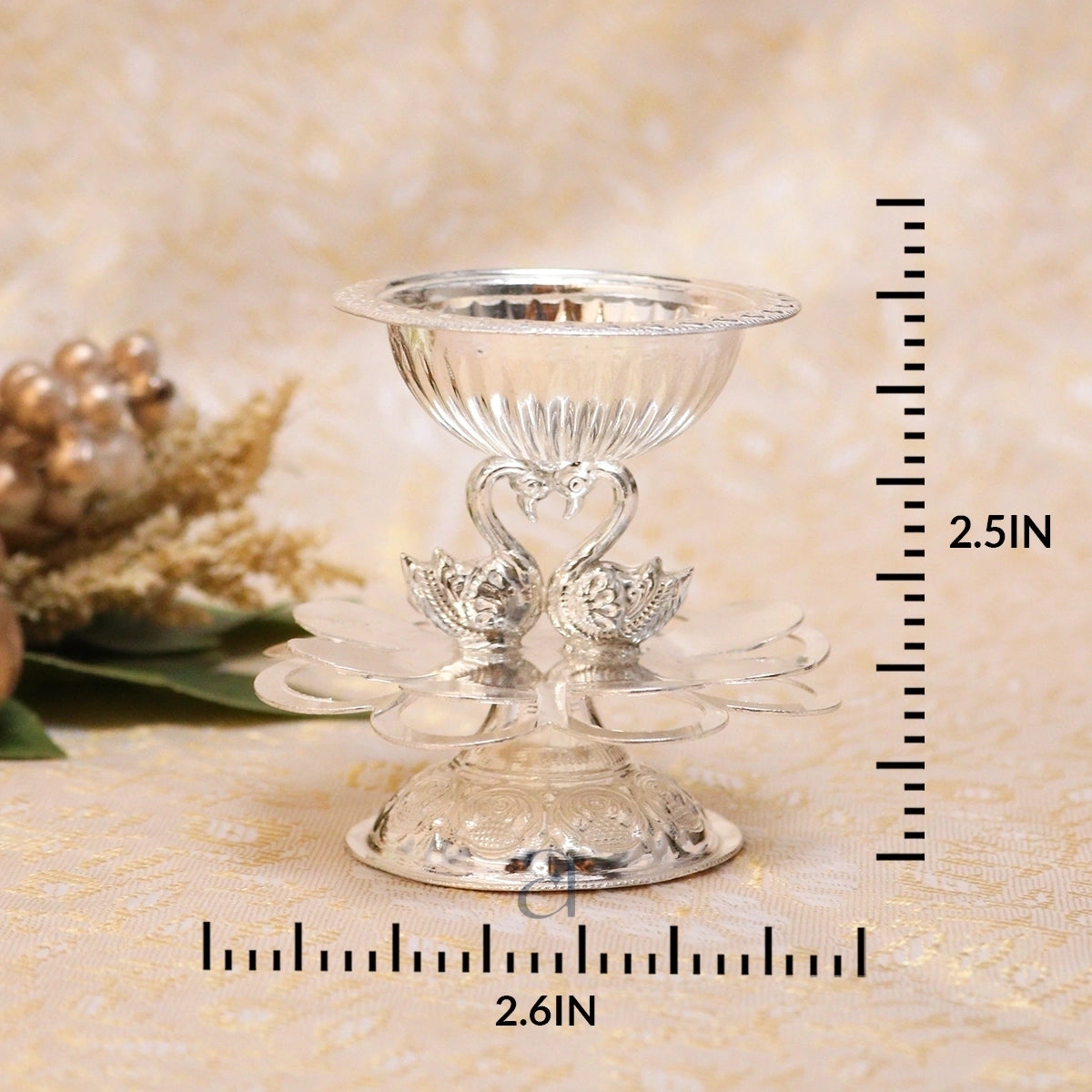 Decorative Silver Niranjan Diya