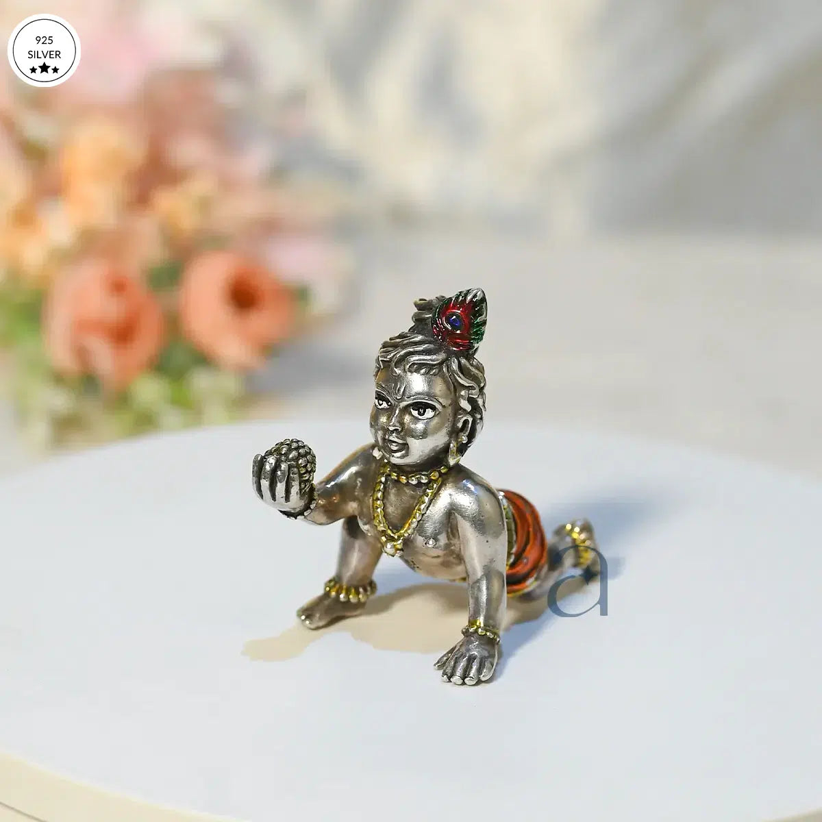 Colorful 925 Antique Silver Bal Gopal Idol