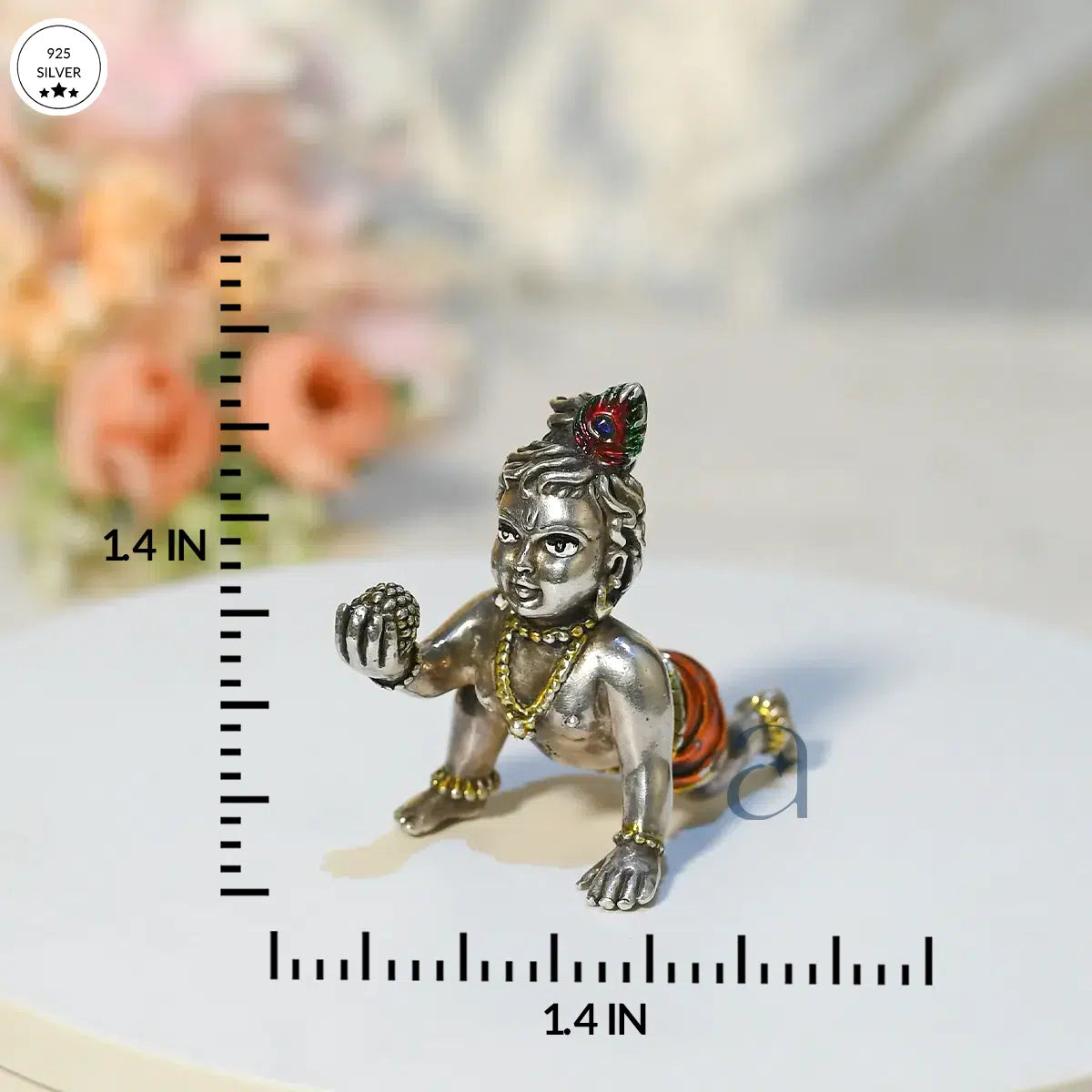 Colorful 925 Antique Silver Bal Gopal Idol