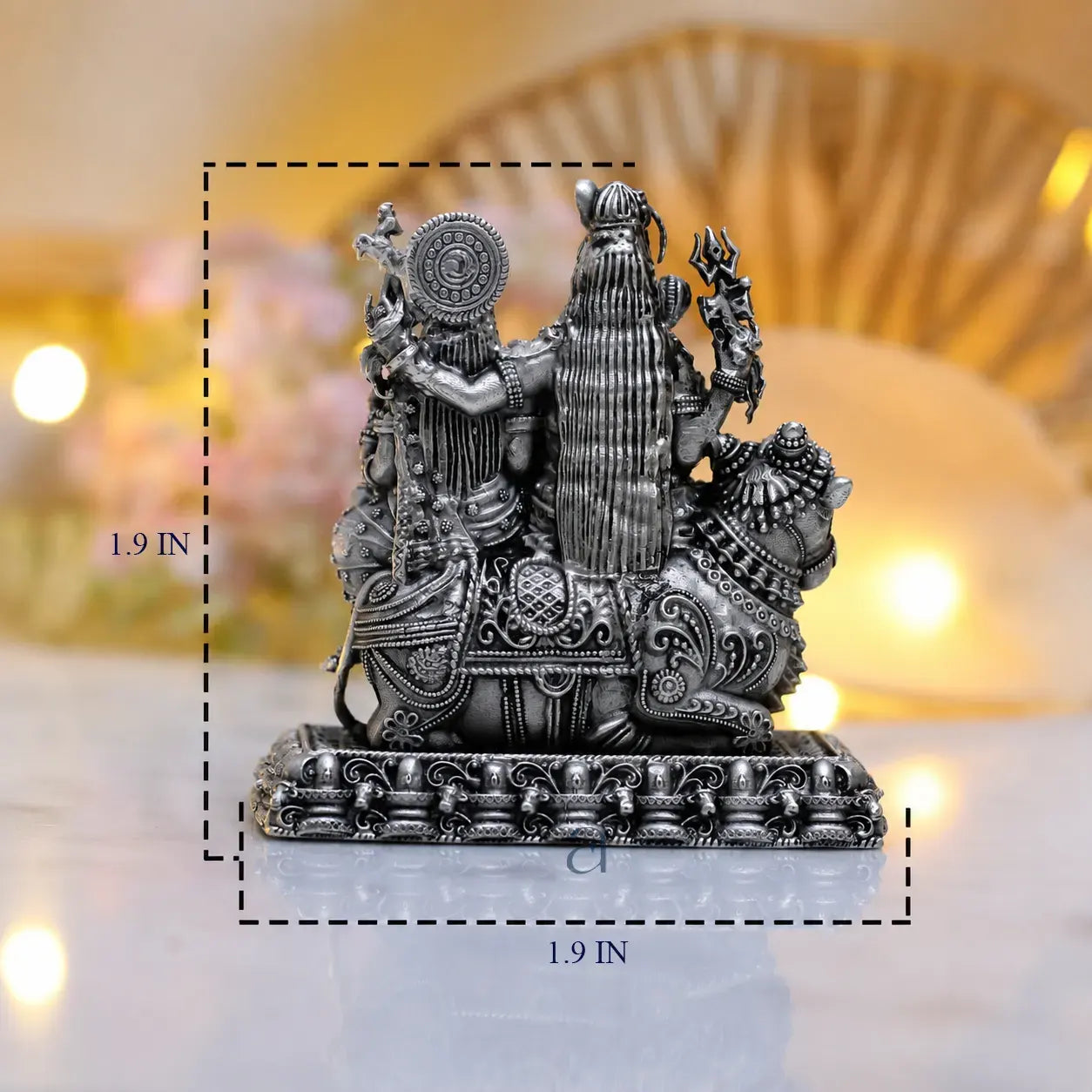 925 Sterling Silver Antique Finish Hollow Shiv Parivar with Nandi Idol