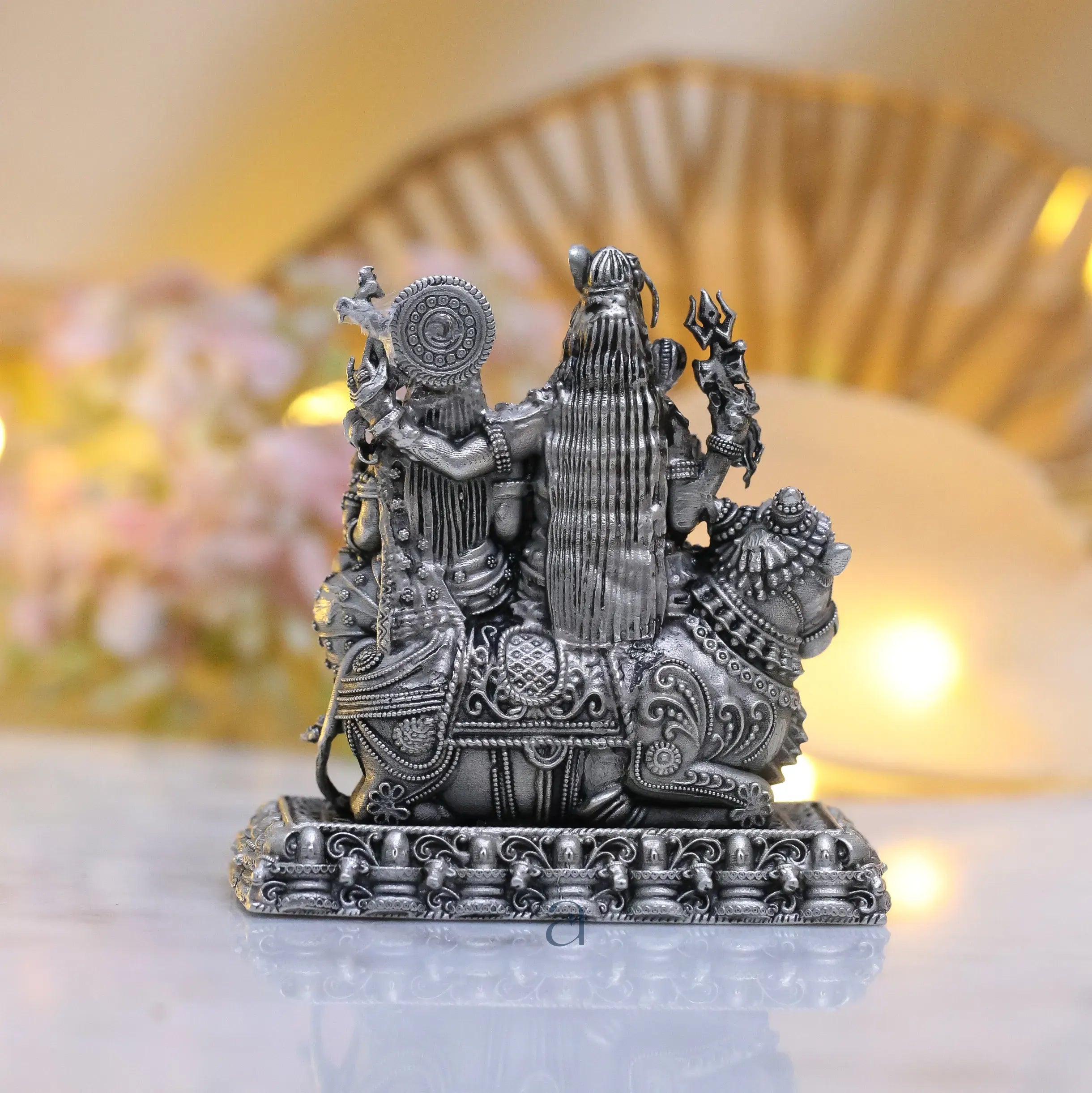 925 Sterling Silver Antique Finish Hollow Shiv Parivar with Nandi Idol