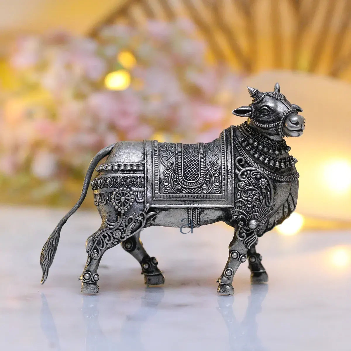 925 Sterling Silver Antique Finish Hollow Nandi Idol