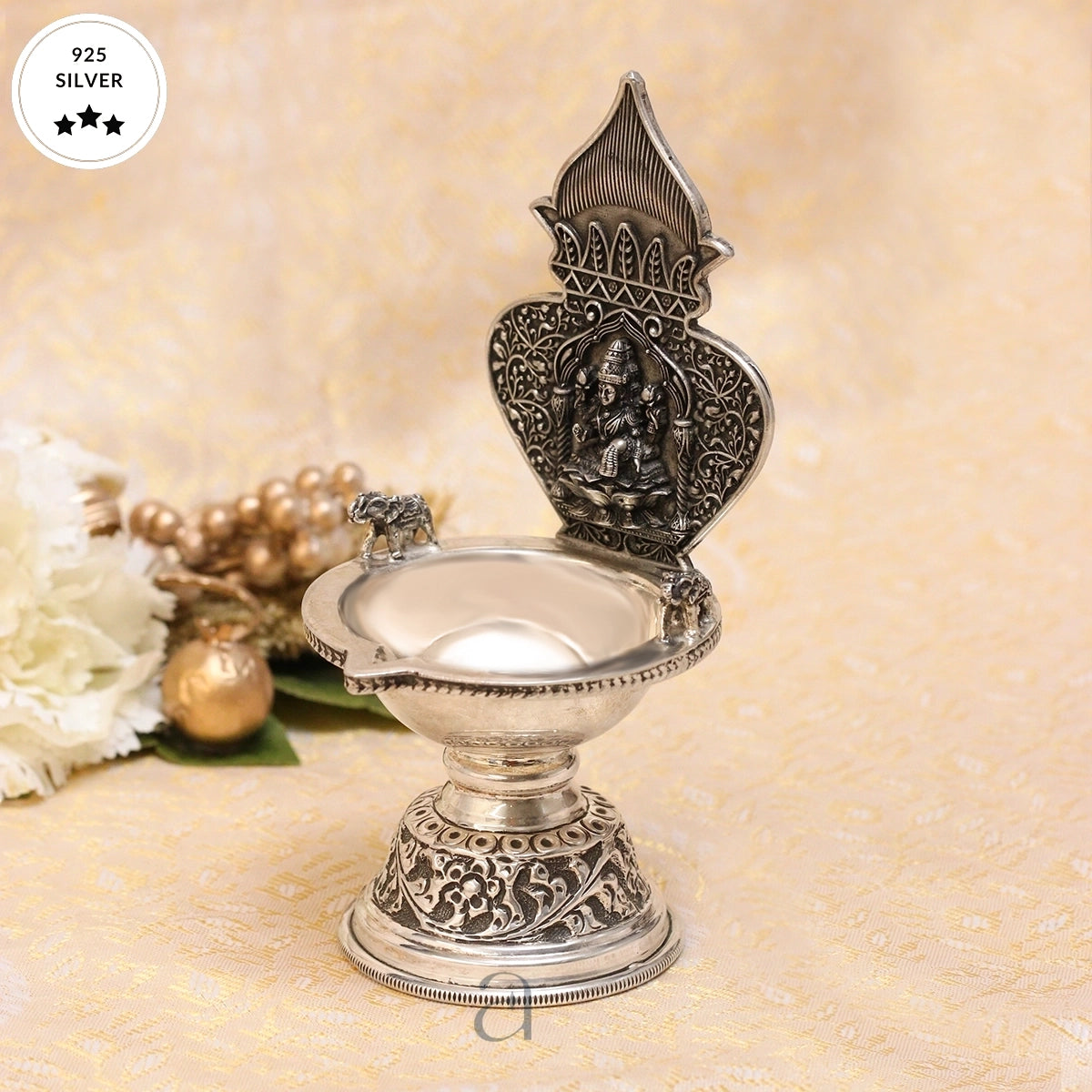 Antique 925 Silver Lakshmi Niranjan Diya