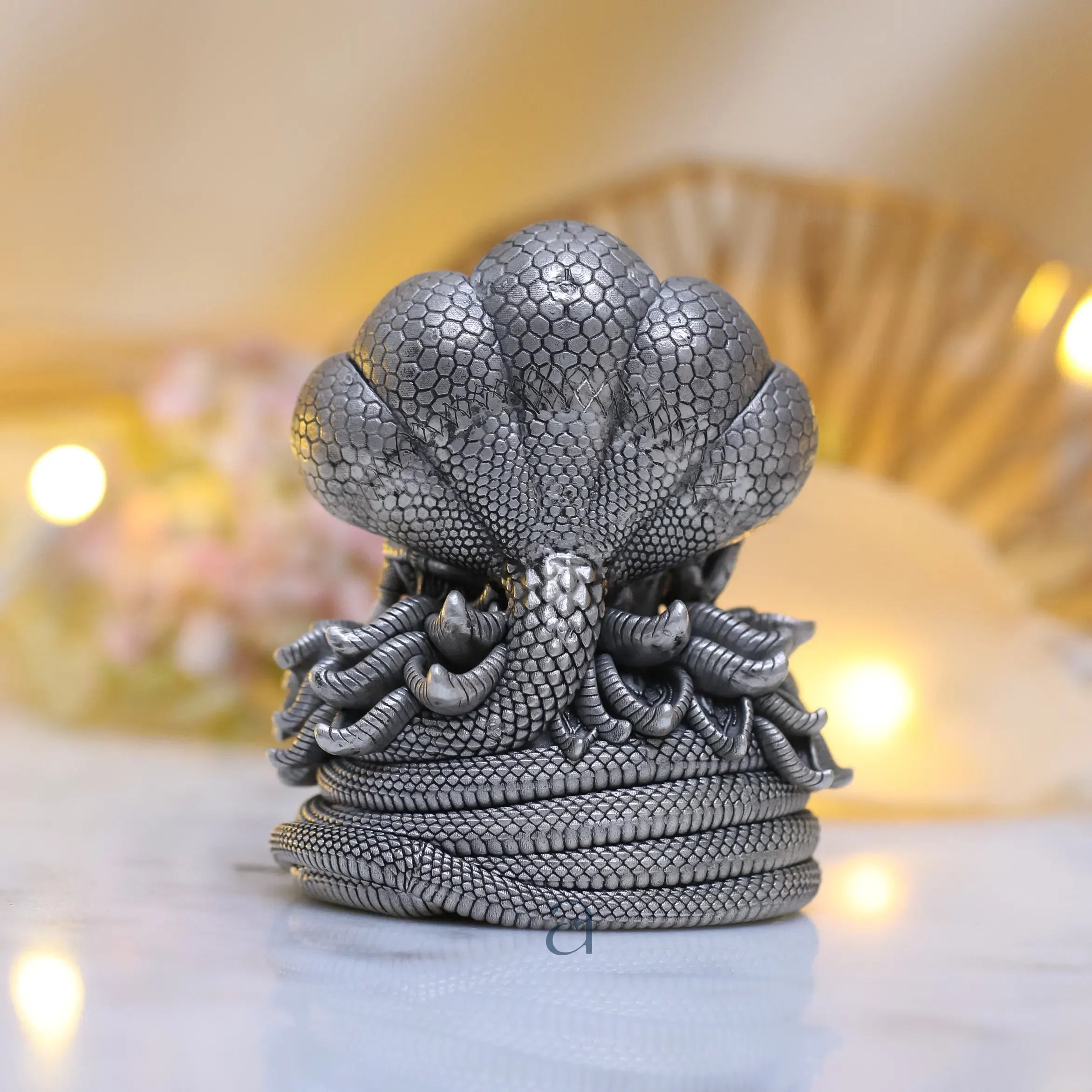 925 Sterling Silver Antique Finish Hollow Vishnu Lakshmi Idol