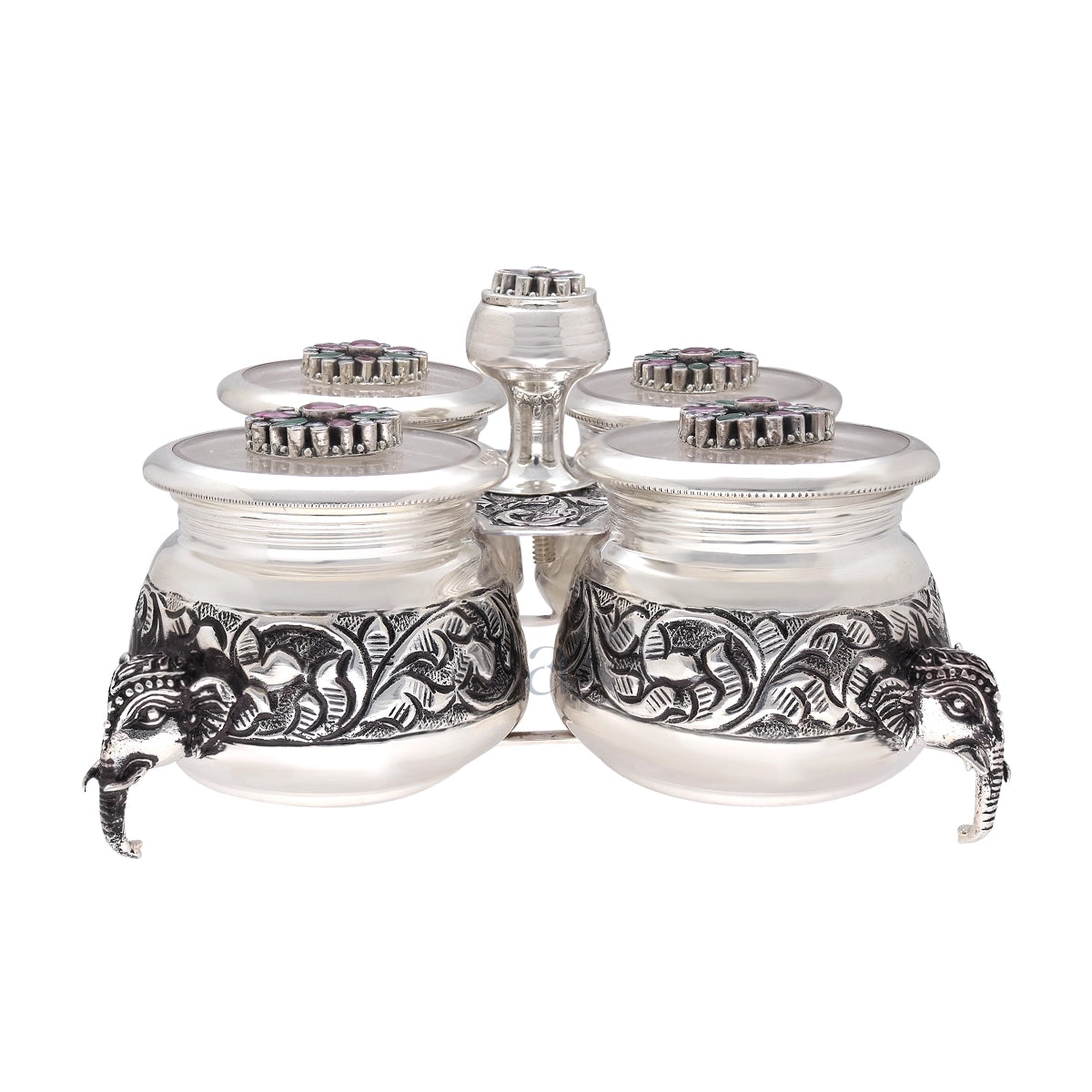 Silver Container Designed with 4 Versatile Compartments