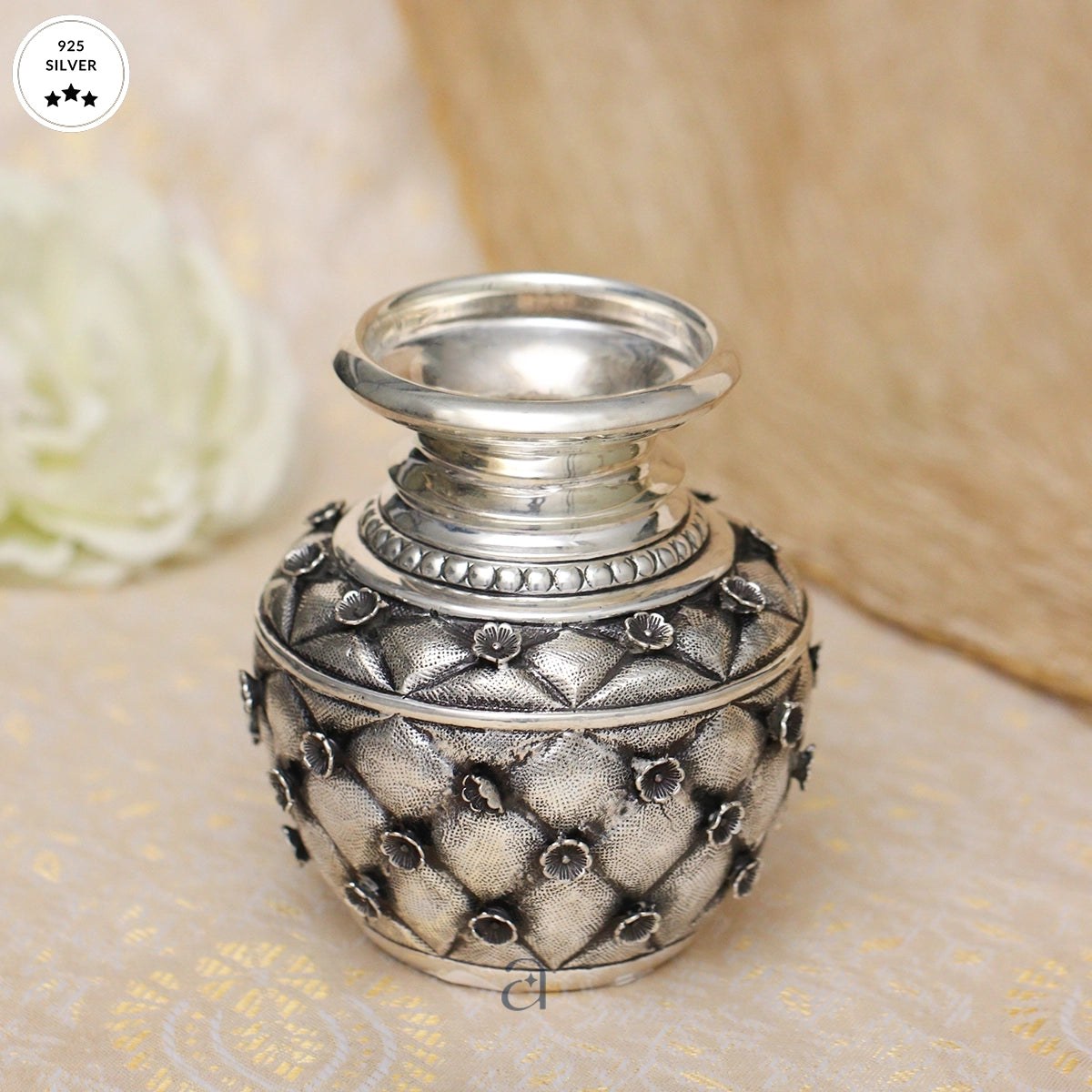 92.5 Silver Kalash with Exquisite Floral Motif