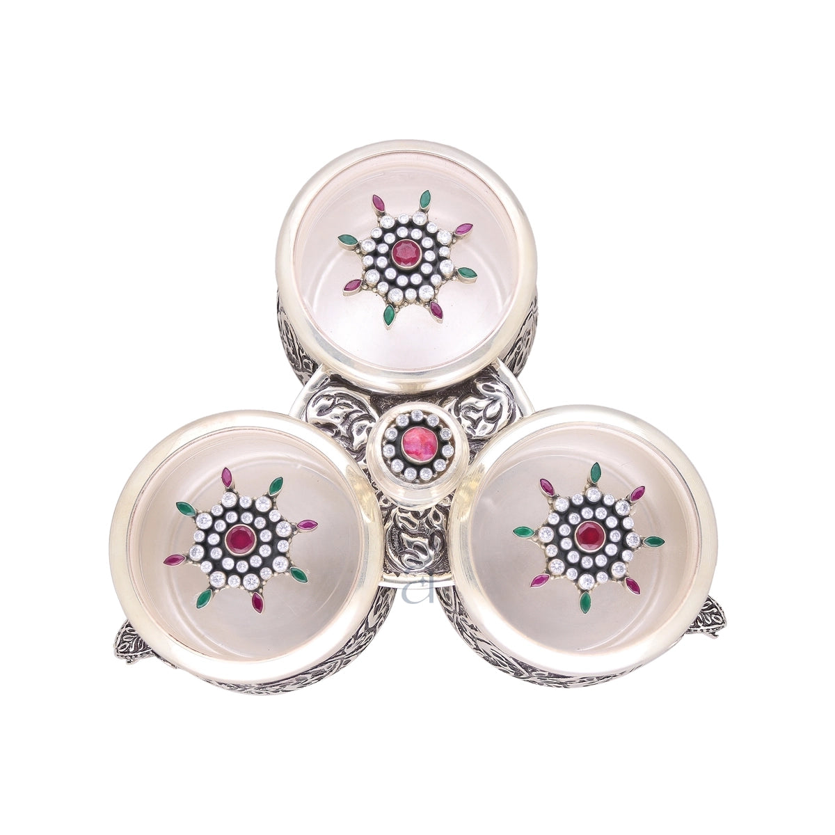 Silver Container Designed with 3 Versatile Compartments