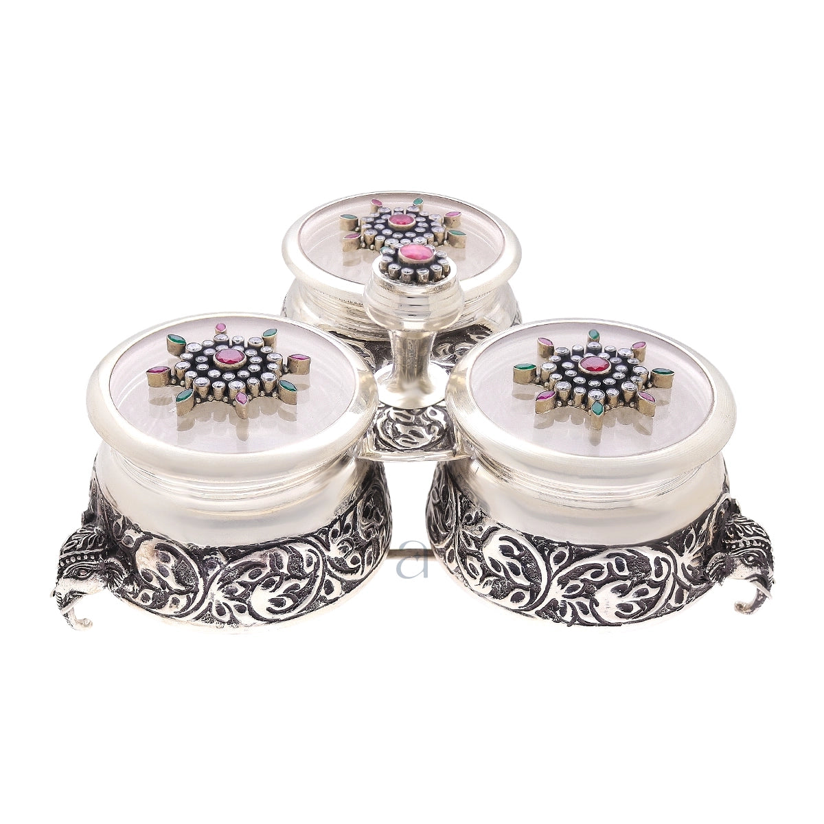 Silver Container Designed with 3 Versatile Compartments