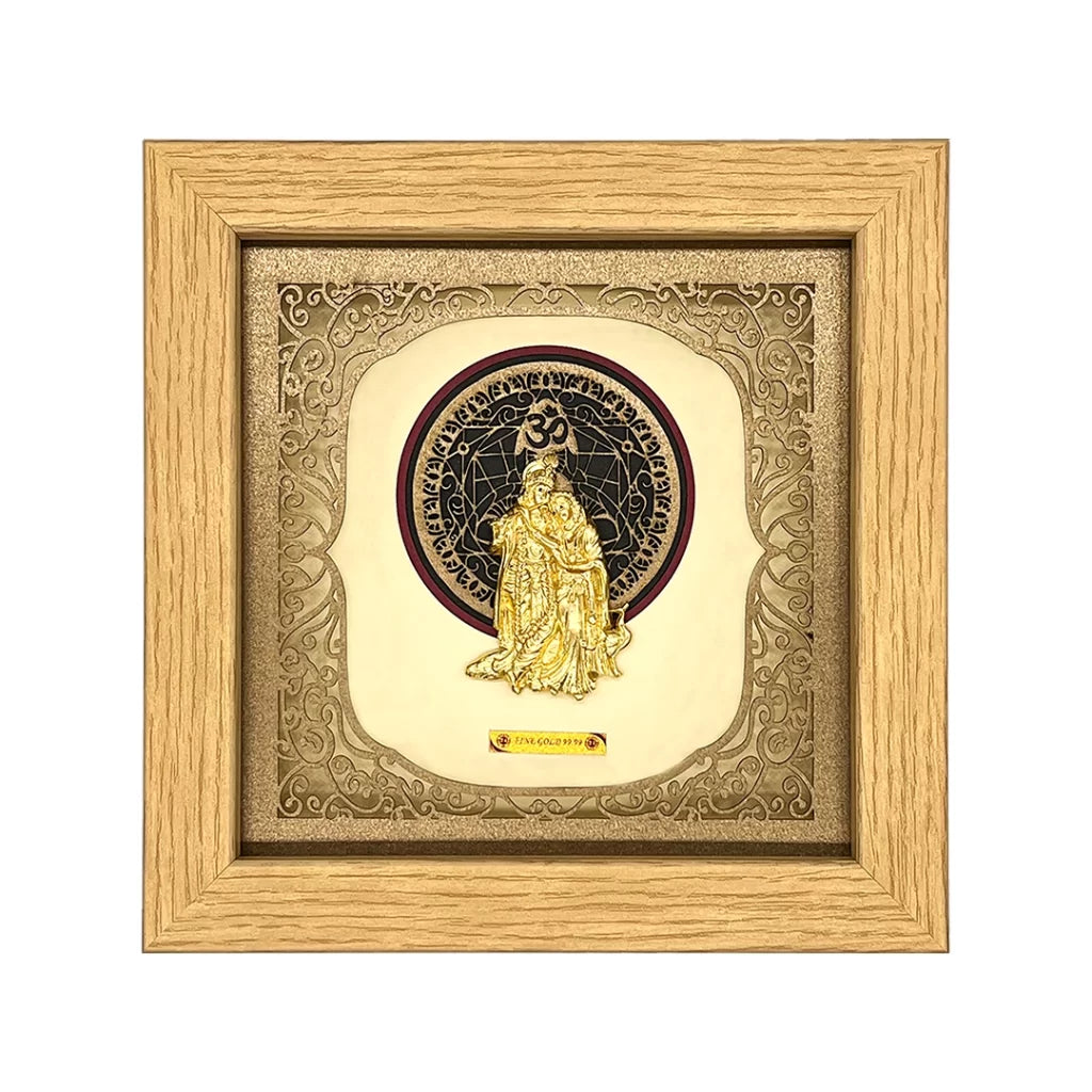 Square Radha Krishna Gold Foil Frame