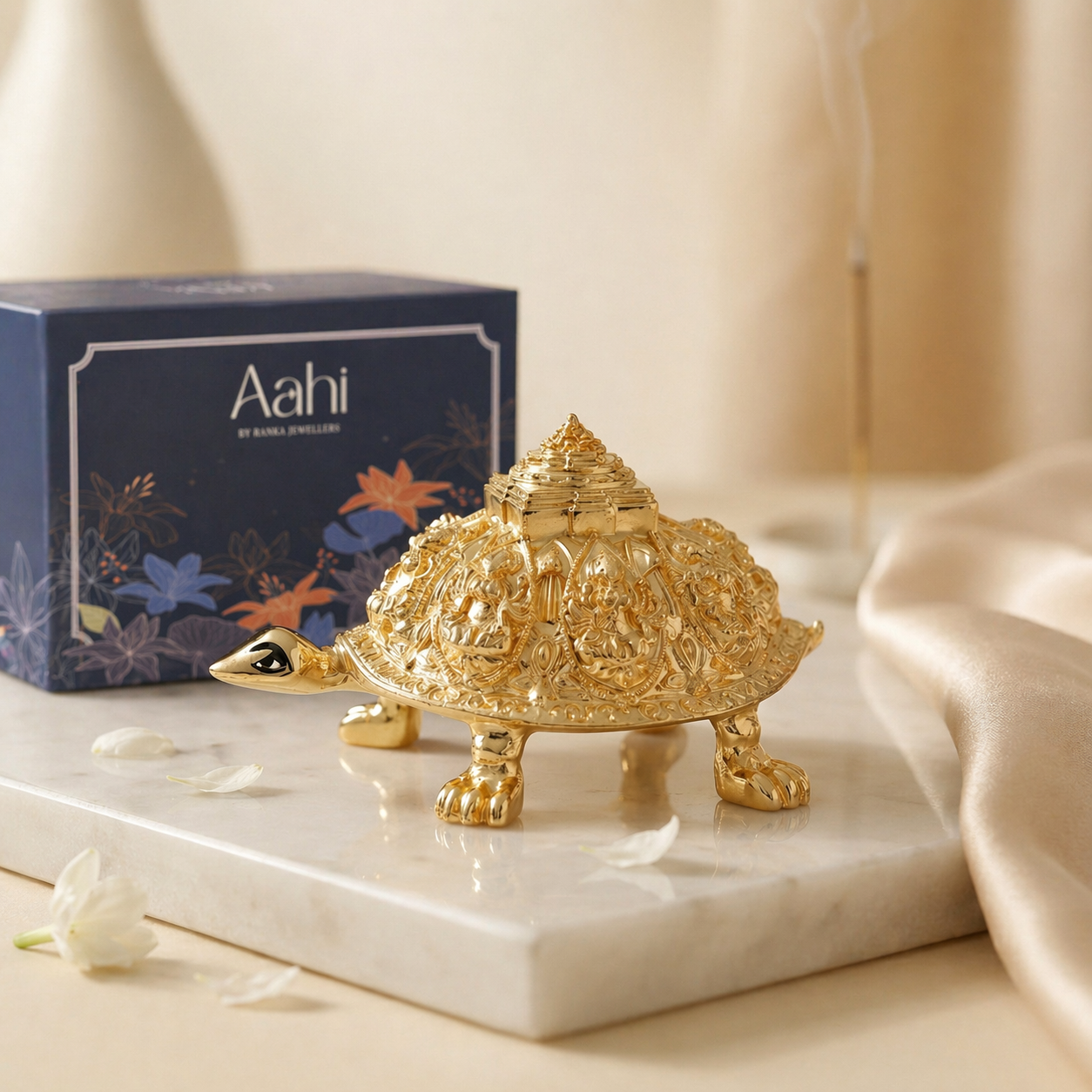 Golden Ashtalakshmi Tortoise with Shree Yantra