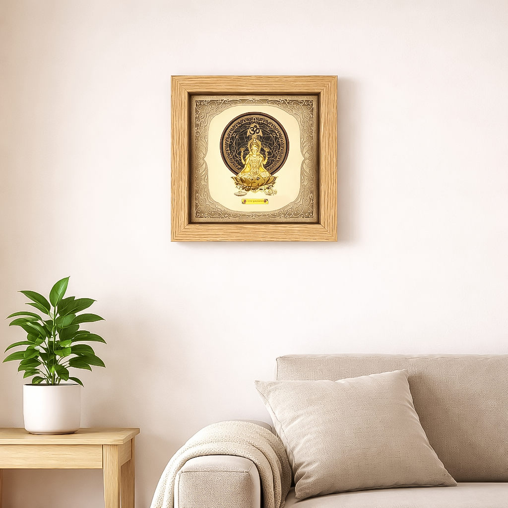 Square Lakshmi Ji Gold Foil Frame