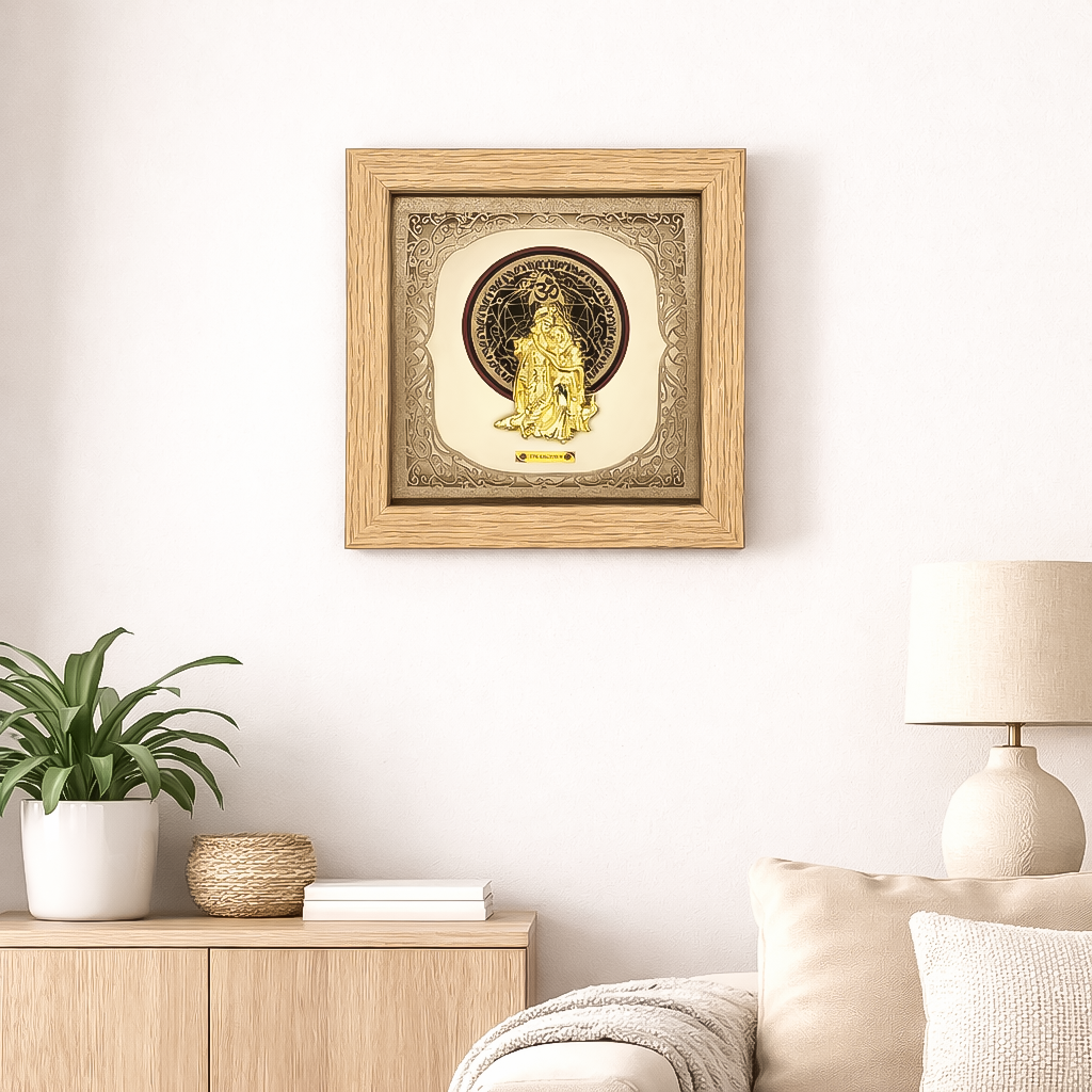 Square Radha Krishna Gold Foil Frame