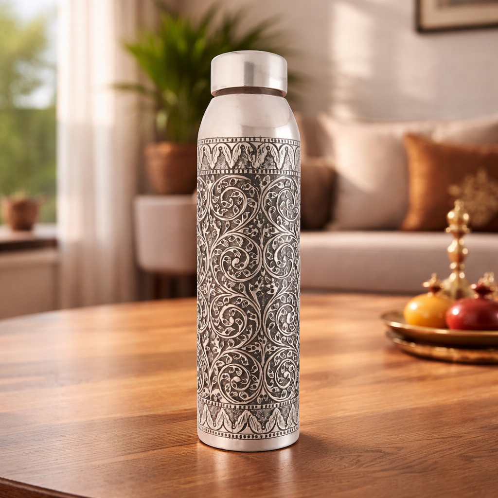 Buy 92.5 Antique Silver Bottle with Traditional Design Online at Best Price - Aahi Silverware | Ranka Jewellers