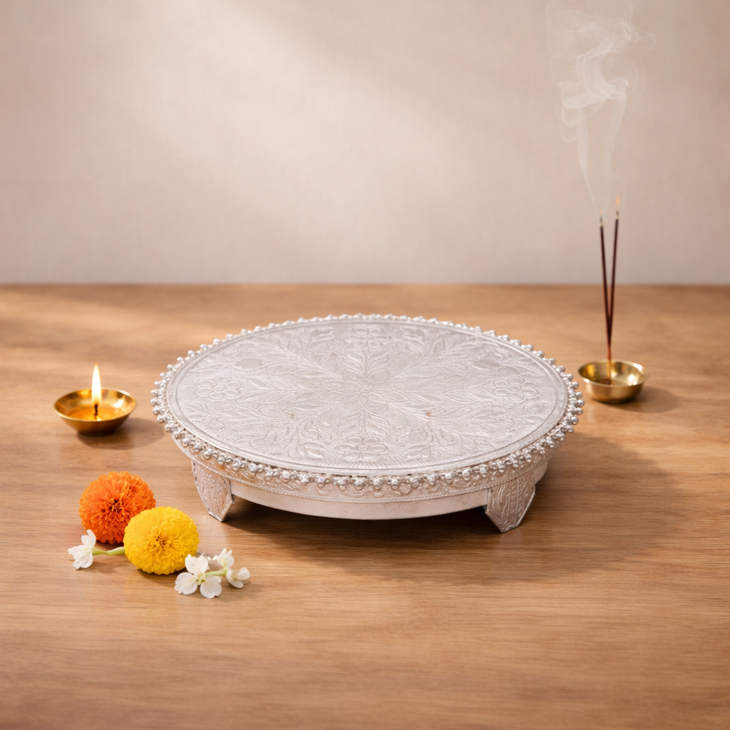 Buy Lotus Design Silver Pooja Paat Online at Best Price - Aahi Silverware | Ranka Jewellers
