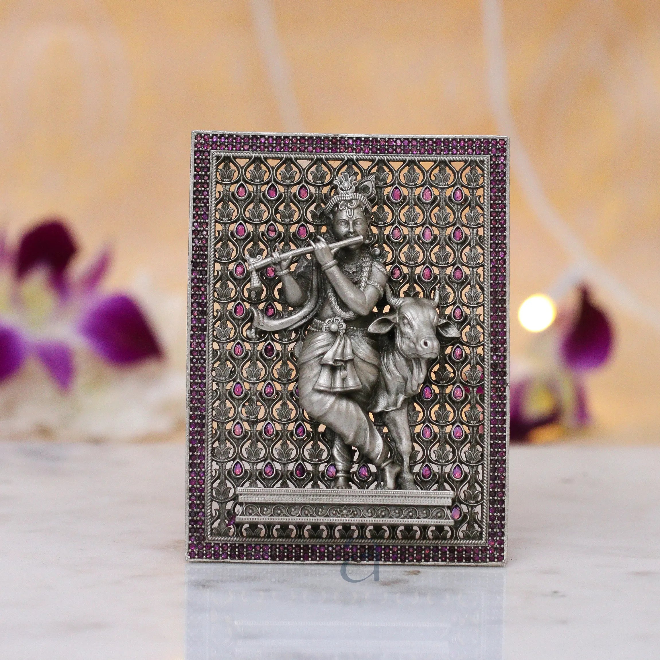 Purple Krishna Idol Frame