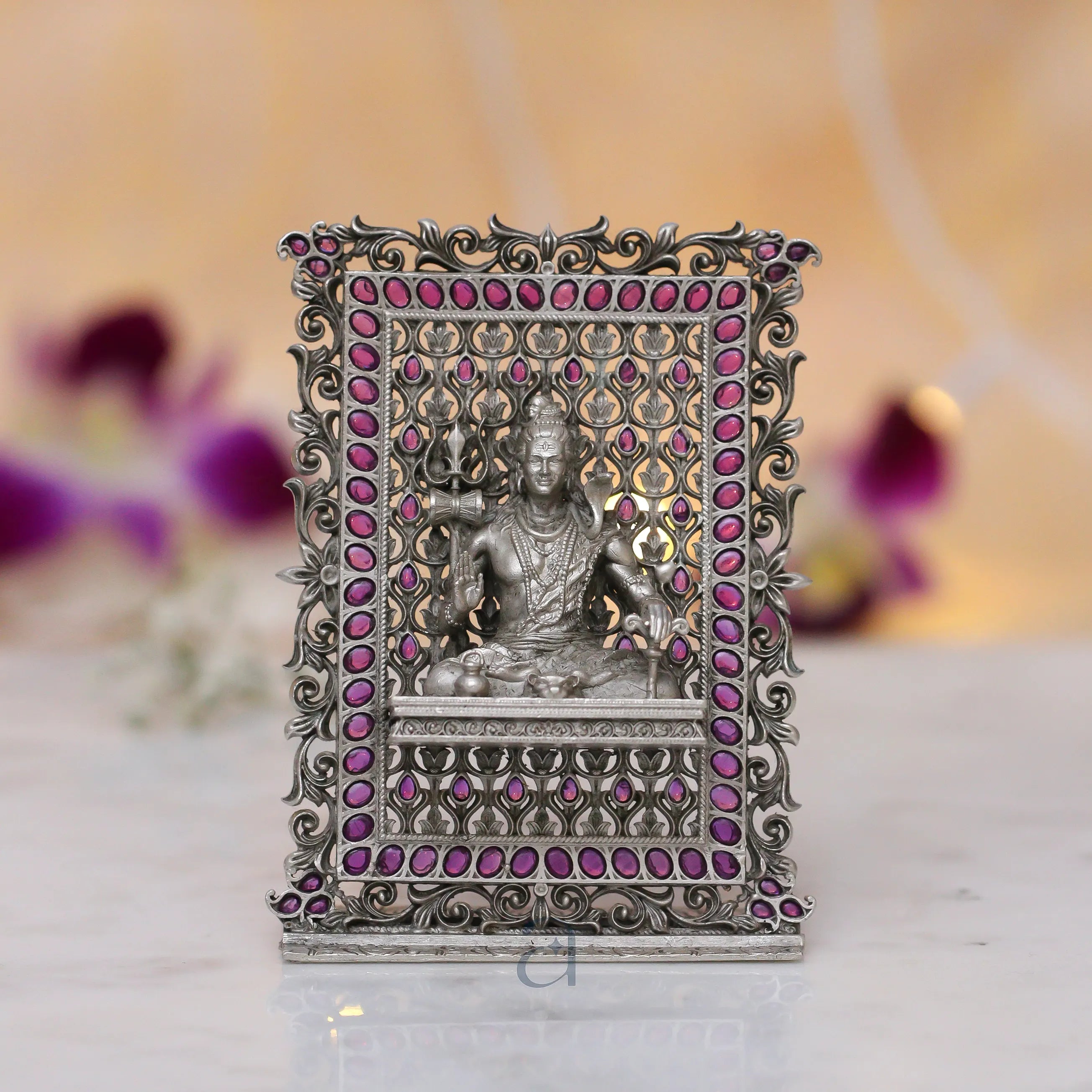 Silver Mahadev Idol Frame