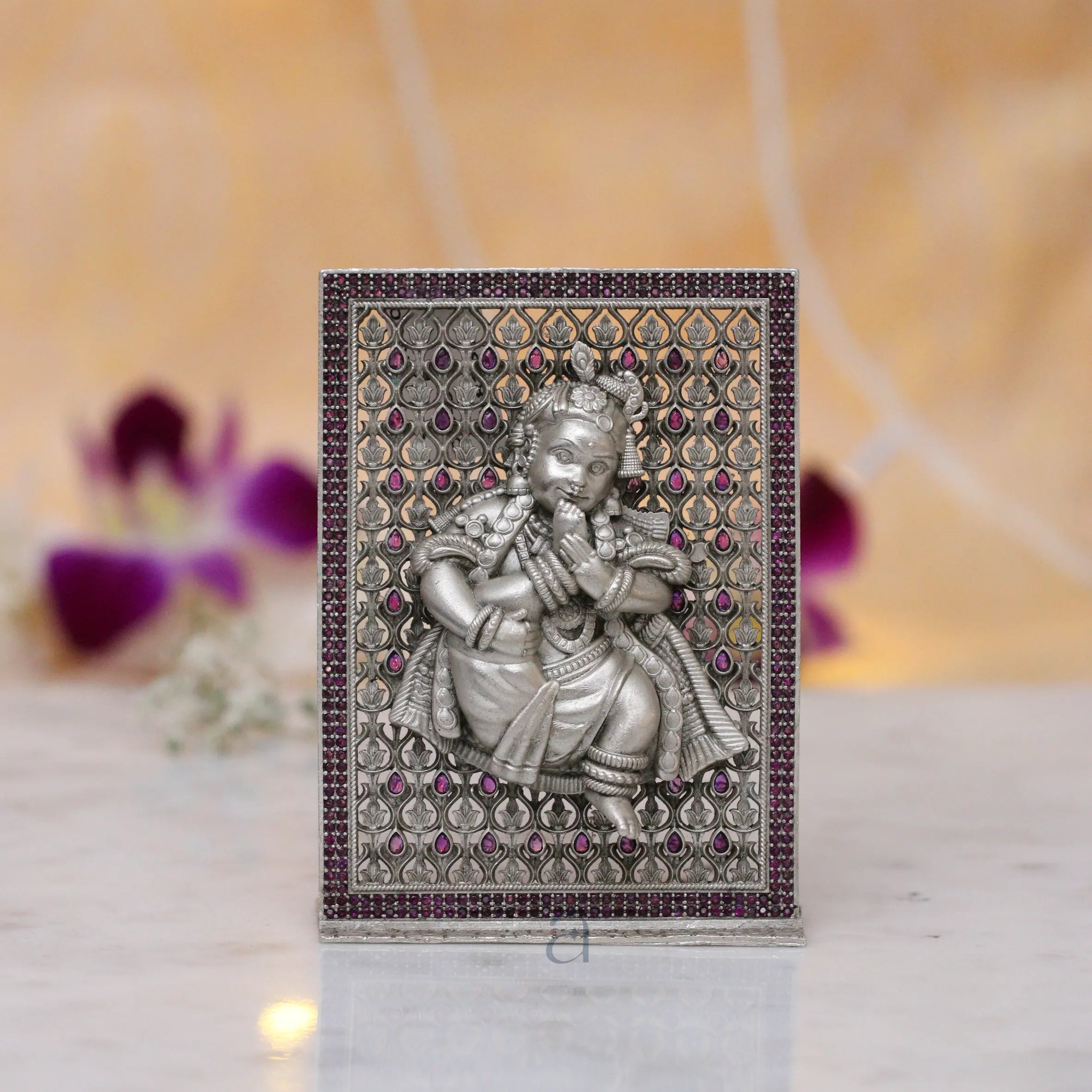 Silver Bal Gopal Idol with Frame