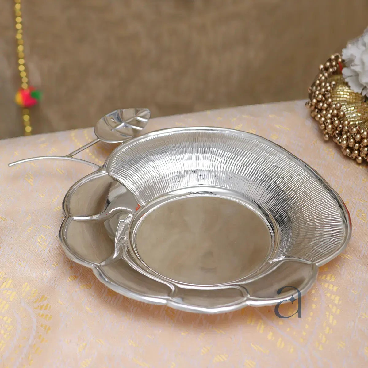 Flower-Shaped Silver Thali