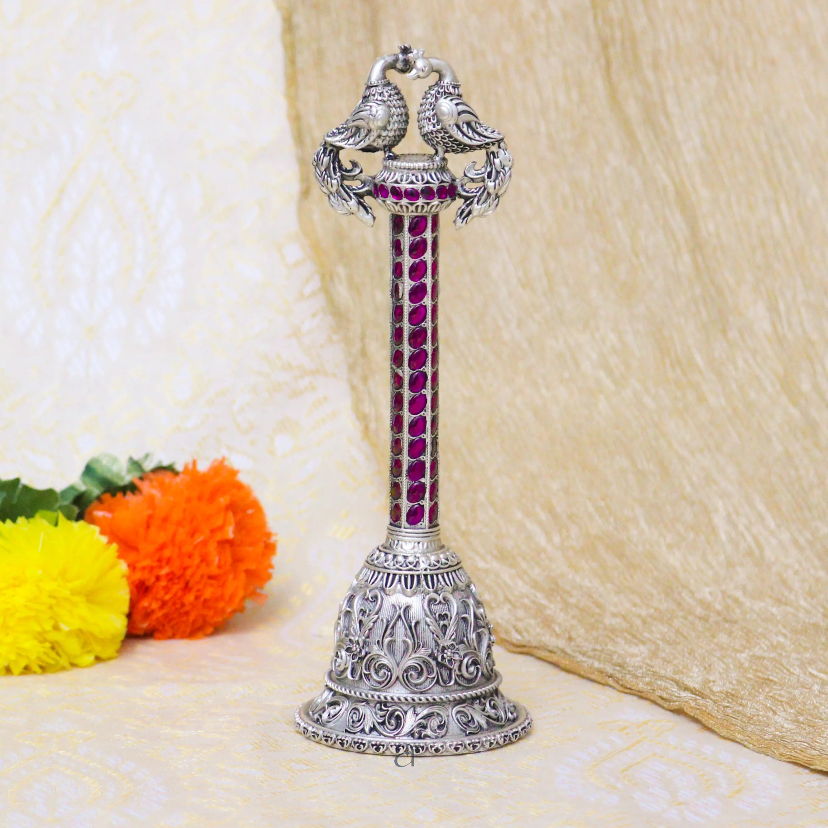 925 Stone Decorated Antique Peacock Ghanti