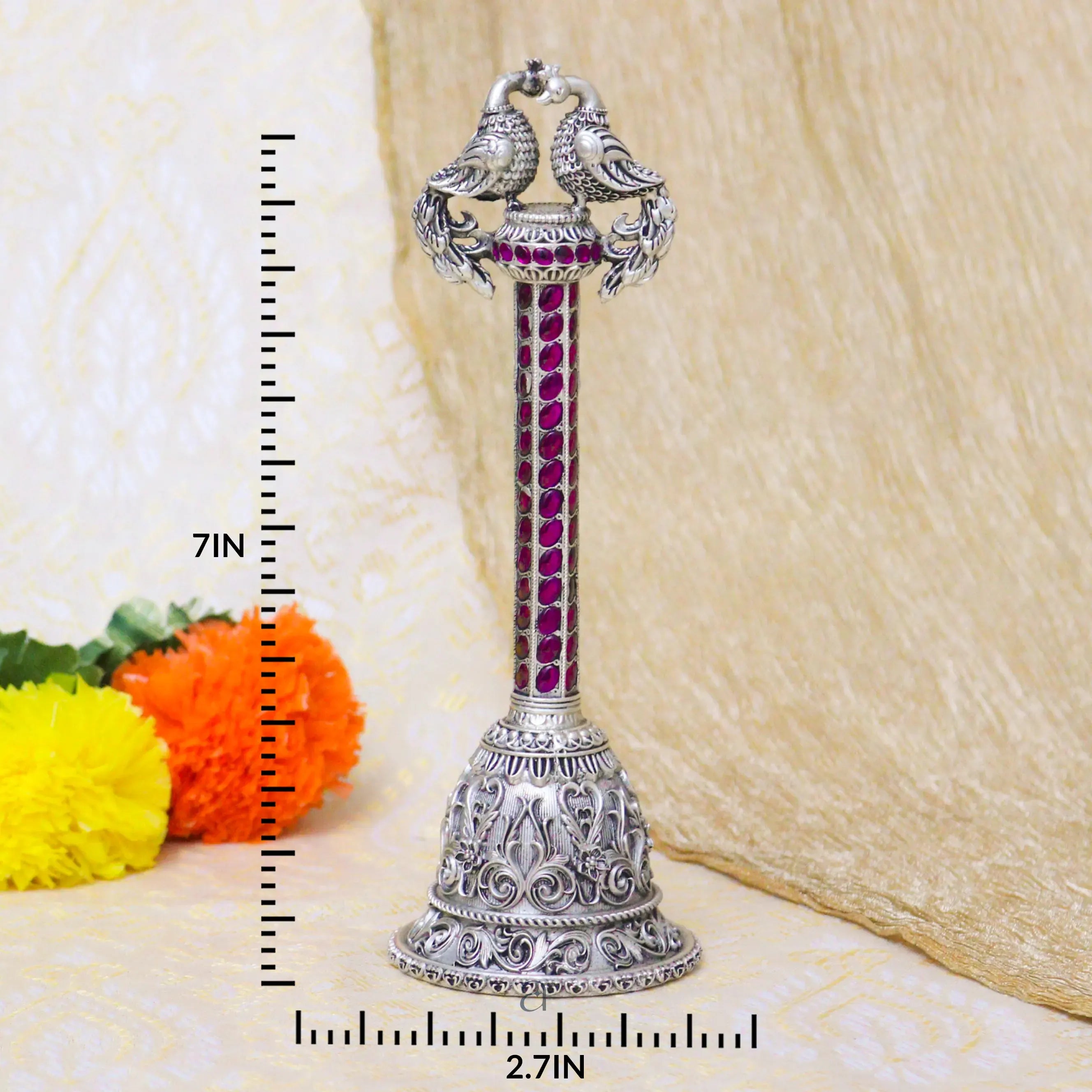 925 Stone Decorated Antique Peacock Ghanti