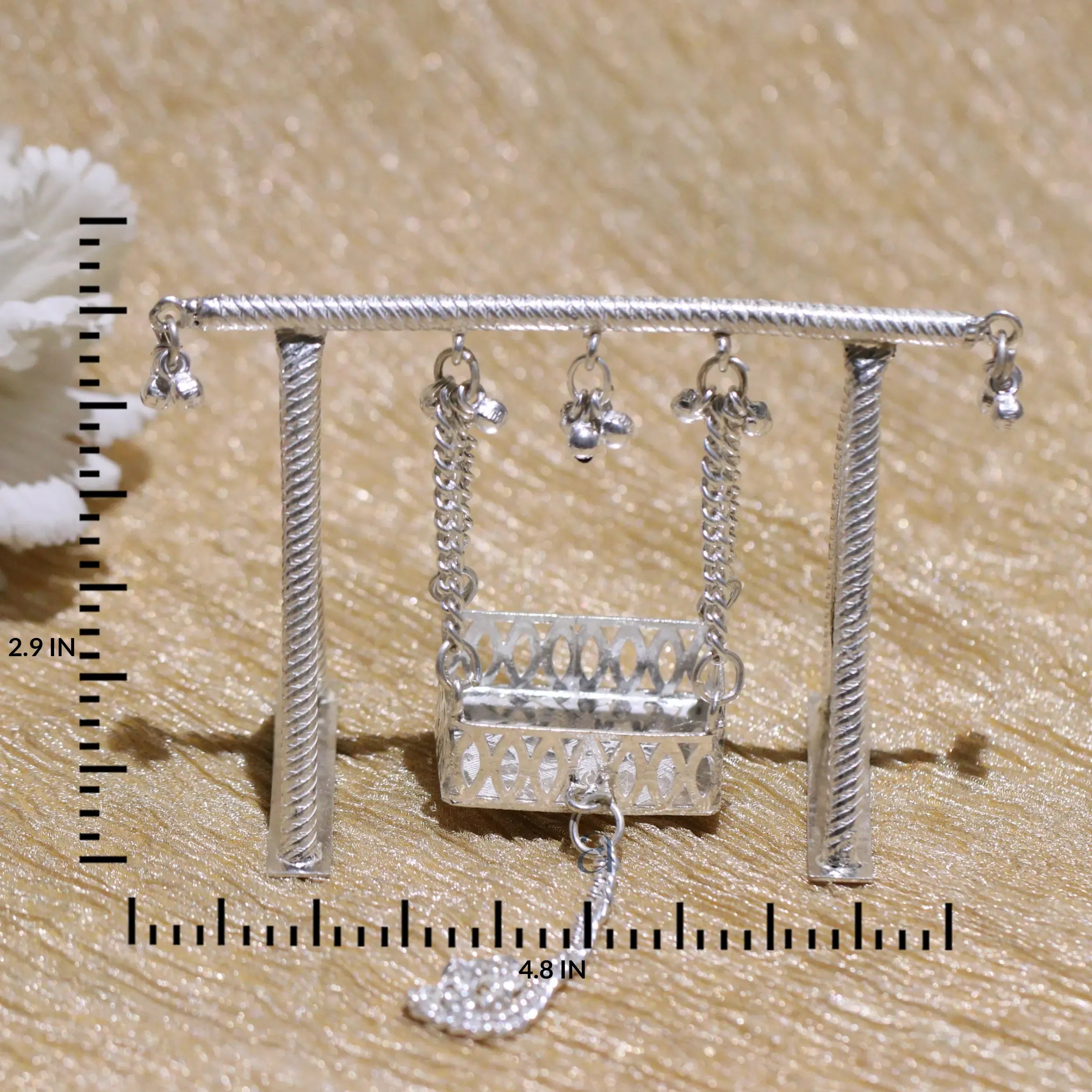 Floral Patterned Silver Jhoola