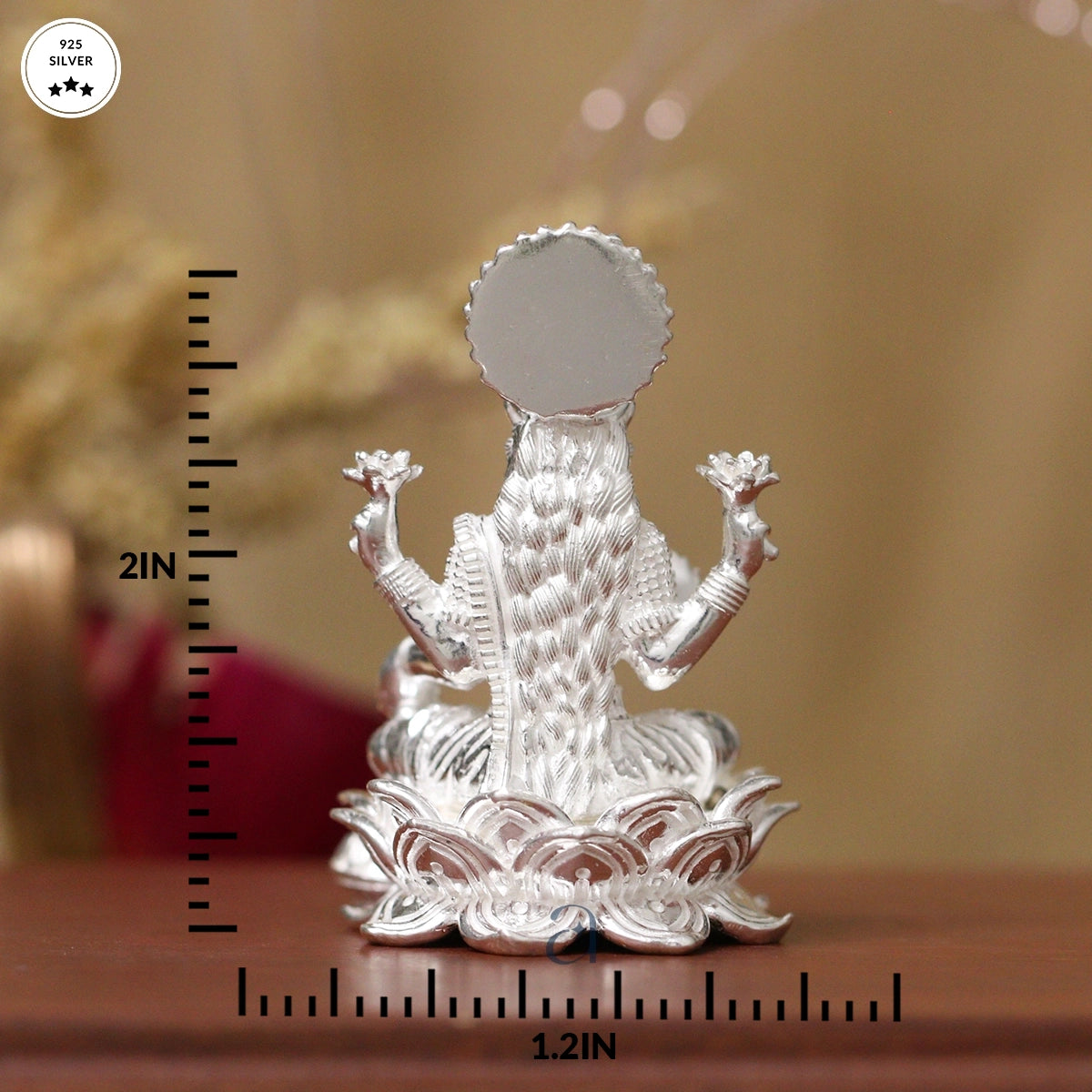 Exquisite Silver Lakshmi Idol on Lotus