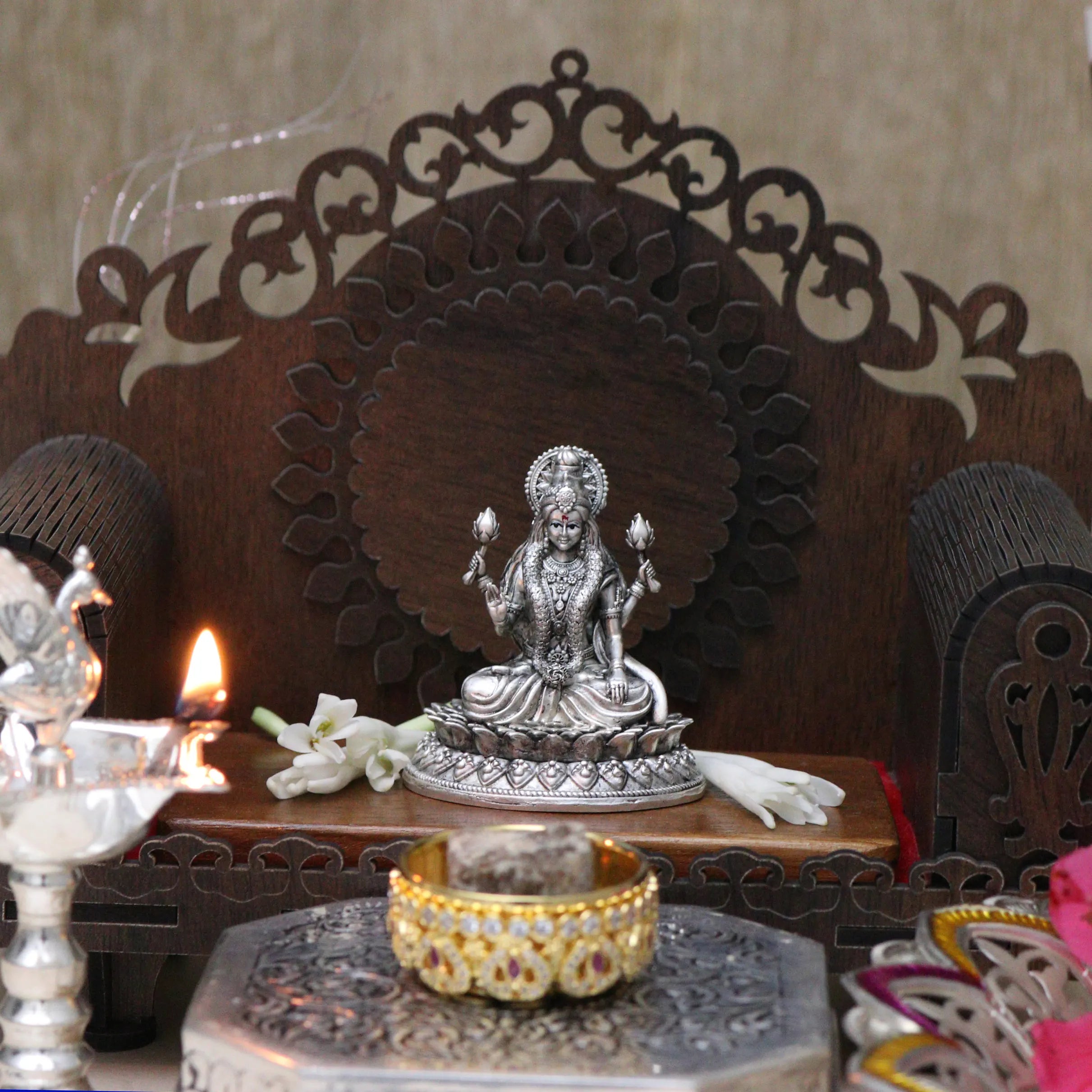 Silver Lakshmi Idol for Your Puja Room