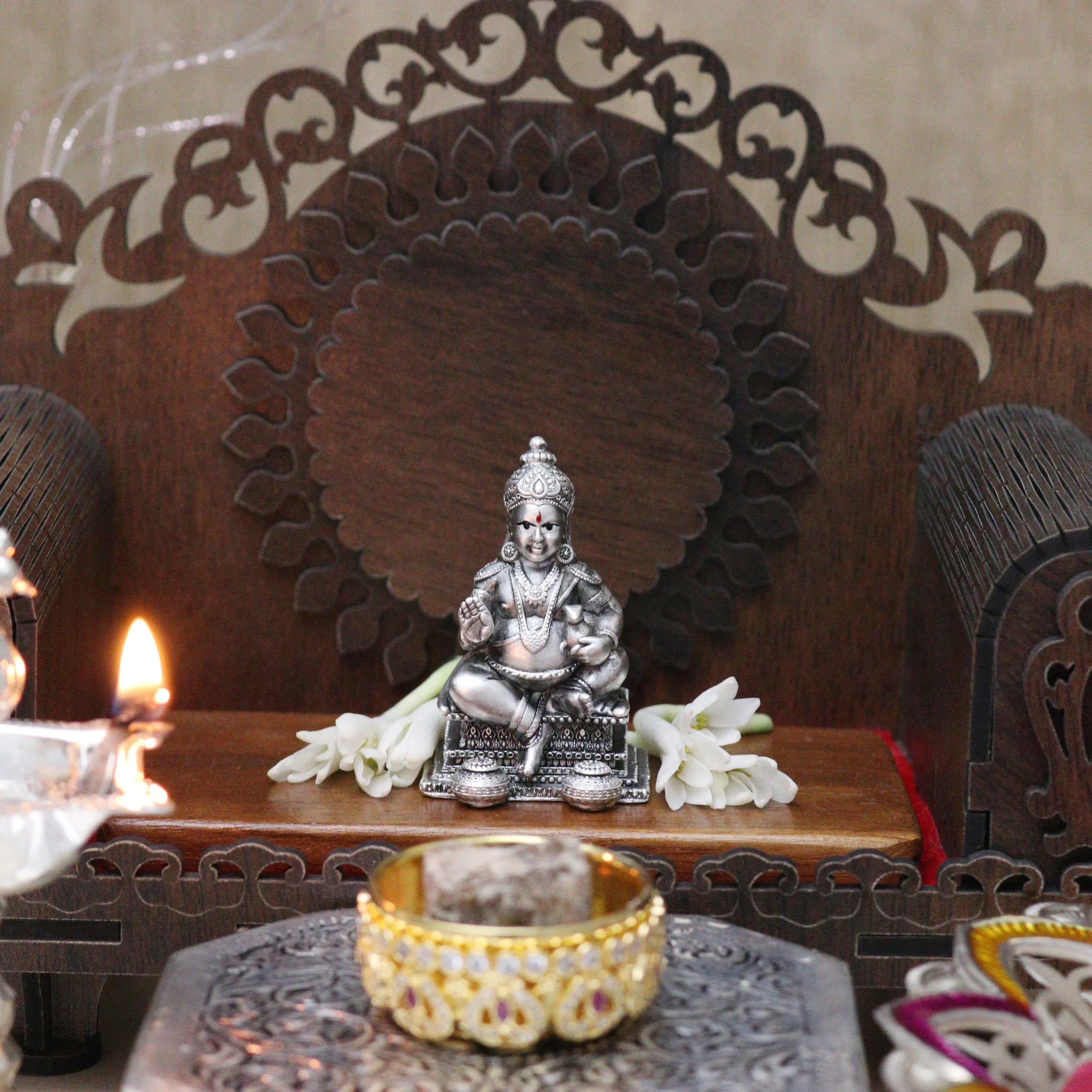 Silver Kuber Idol for Home Temples