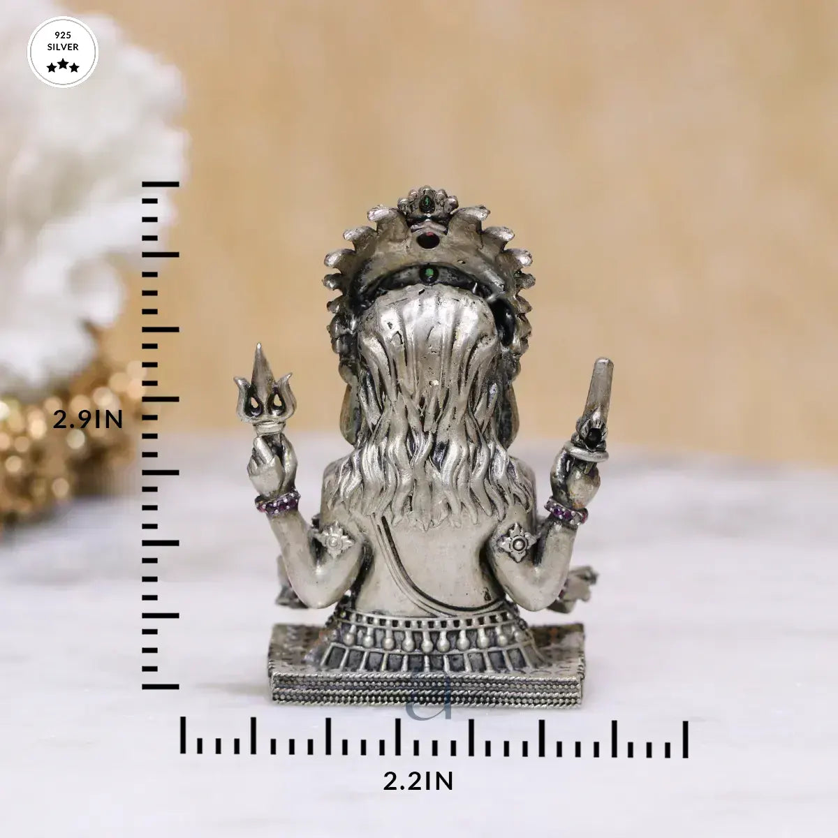 Stone Decorated 925 Antique Silver Nakoda Idol