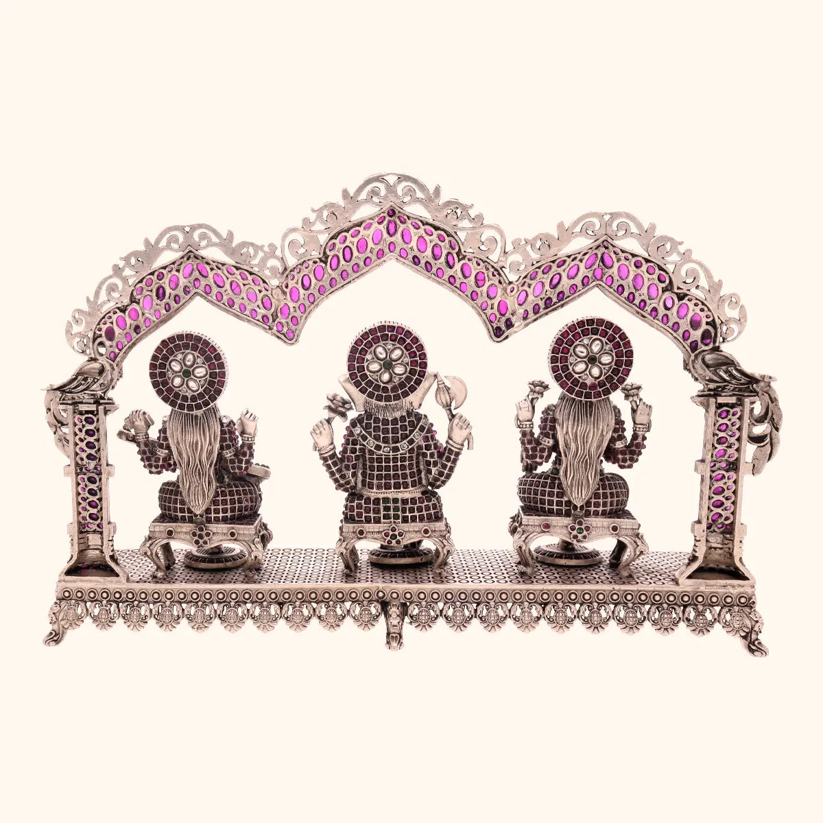 925 Stone Decorated Antique Silver Trimurti