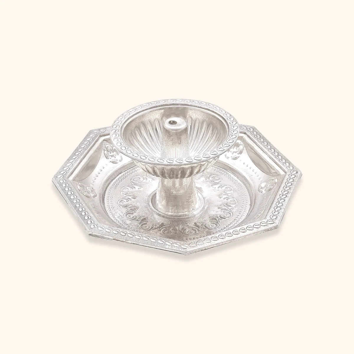 Silver Filigree Patterned Diya