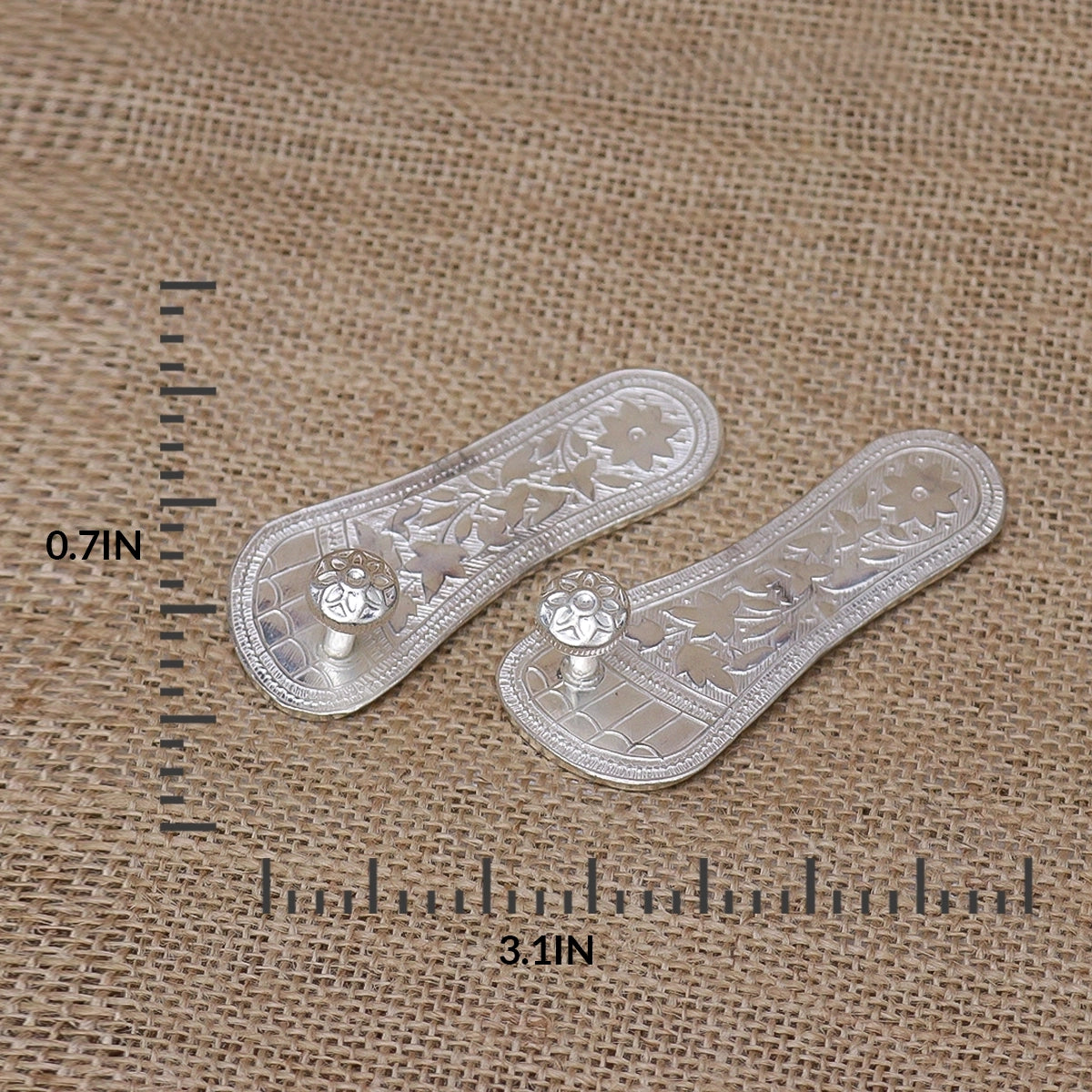 Silver Balaji Charan Paduka with Filigree Pattern