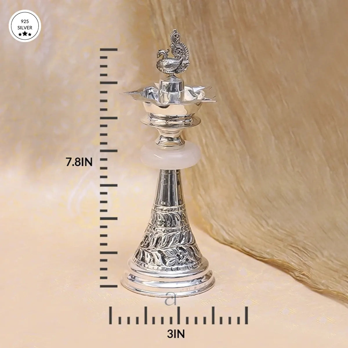 925 Antique Marble Handle Silver Samai