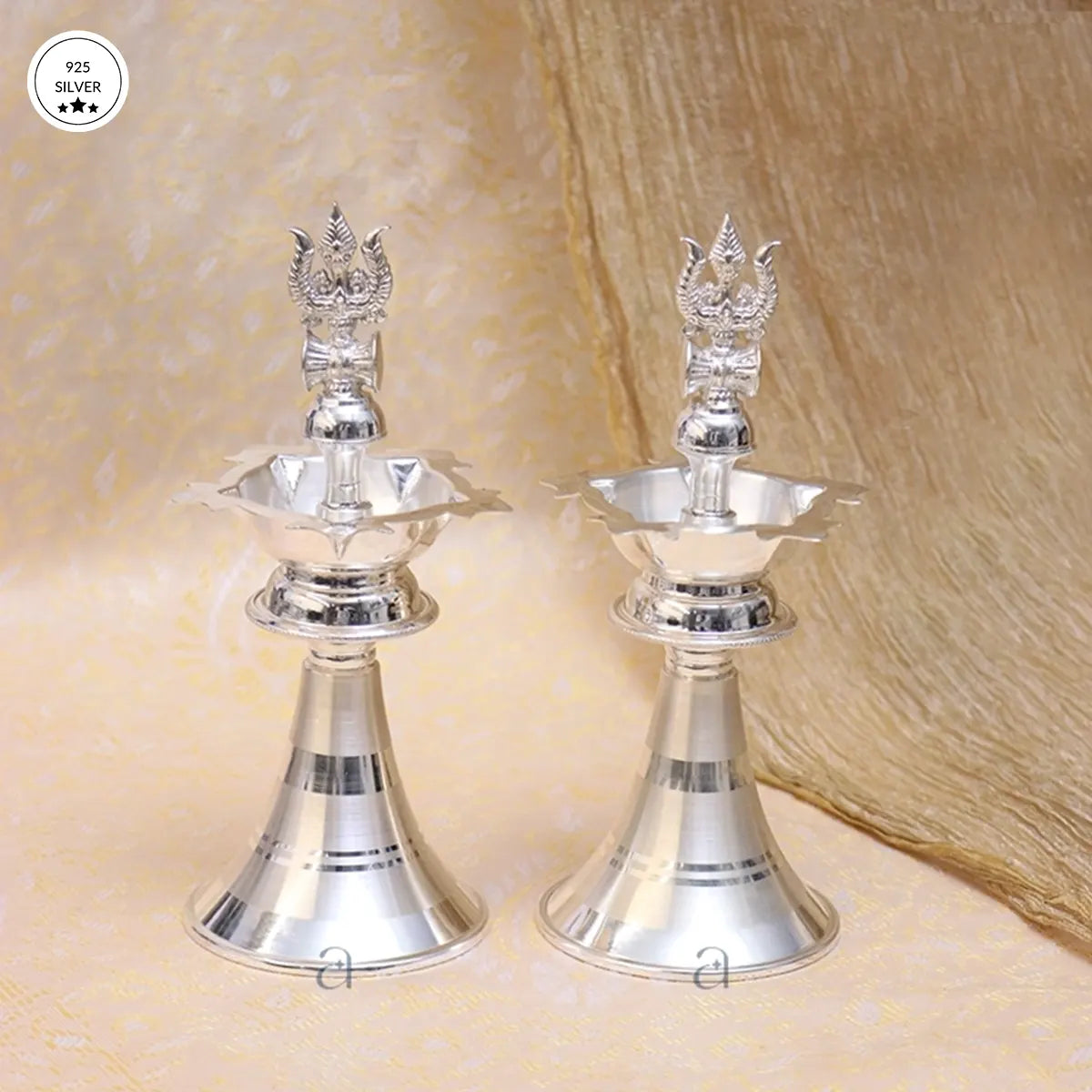 925 Shiva Trishul Silver Samai (Set Of 2)
