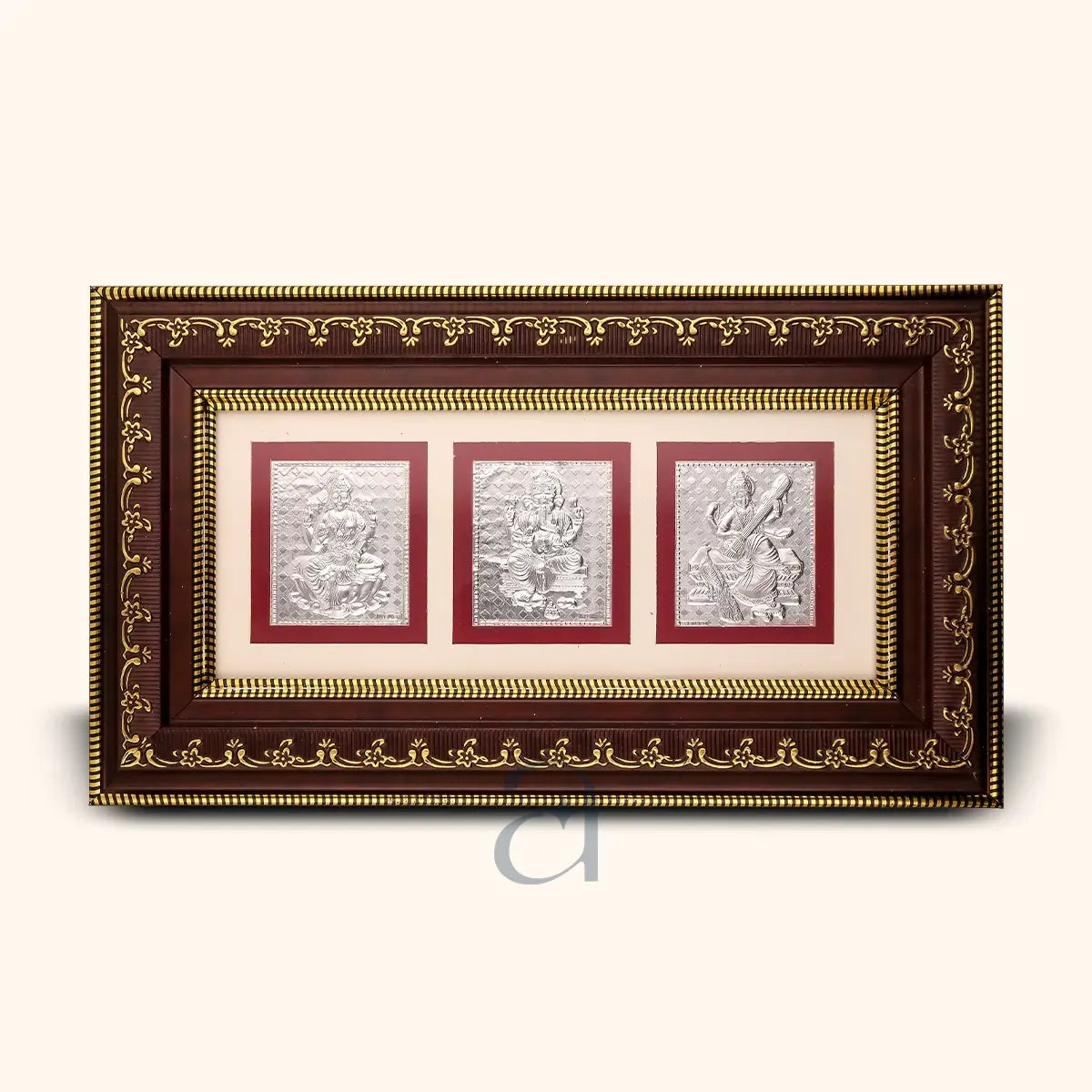 Lakshmi, Ganesh & Saraswati Trimurti Frame