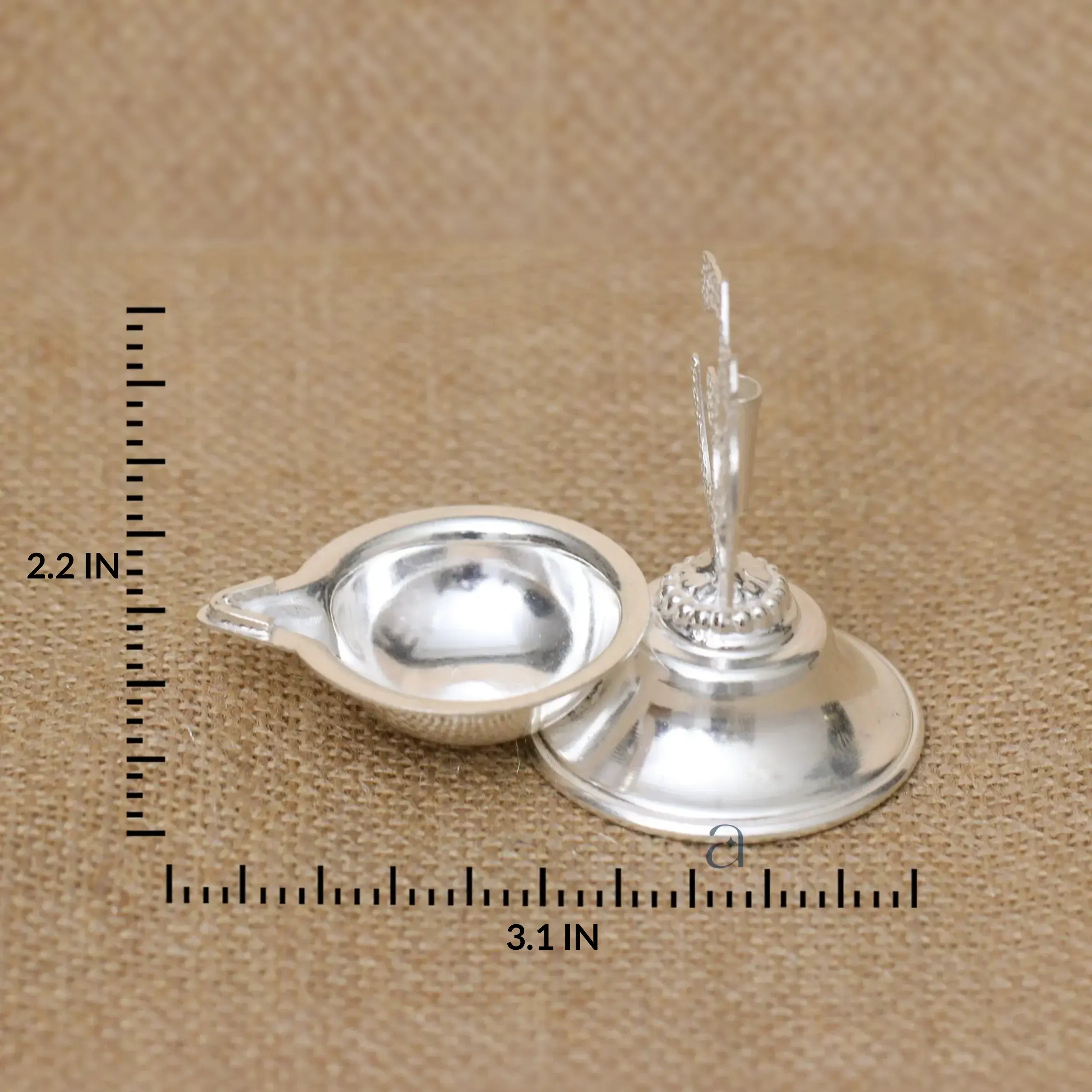 Silver Om Designed Diya & Agarbatti Stand
