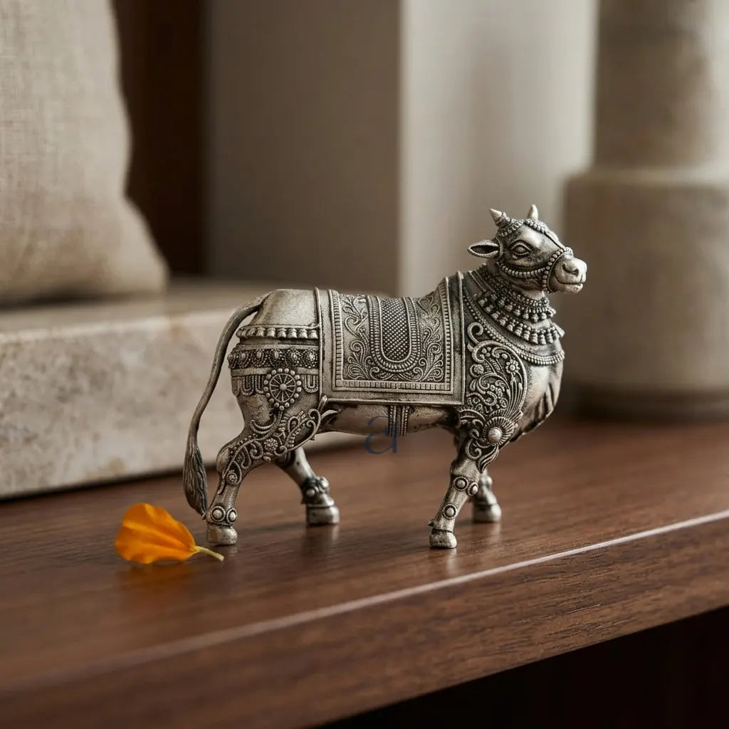 925 Sterling Silver Antique Finish Hollow Nandi Idol
