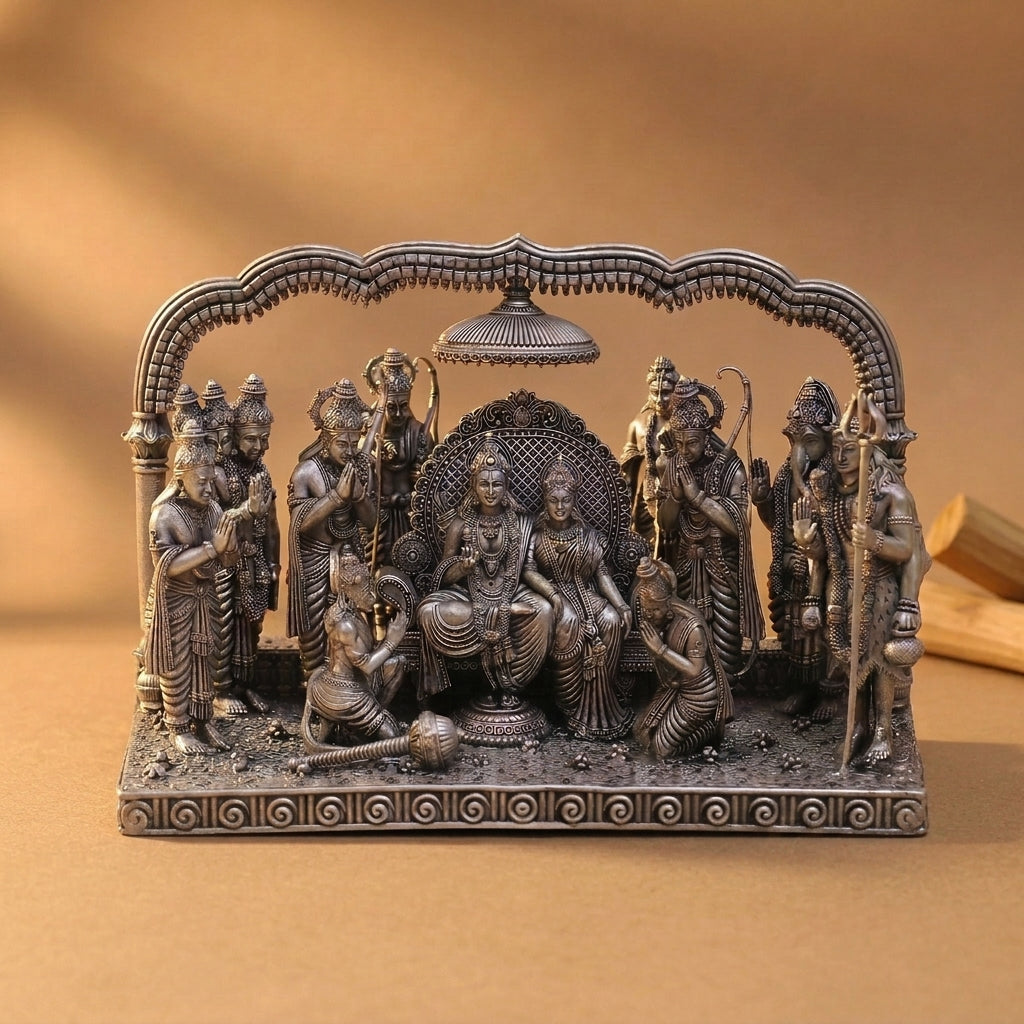925 Sterling Silver Antique Finish Hollow Ram Darbar Idol