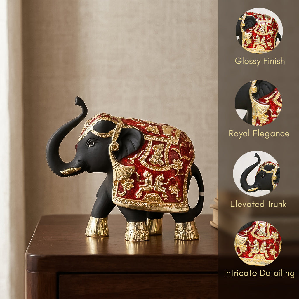 Black &amp; Golden Gajanth Lakshmi Upward Trunk